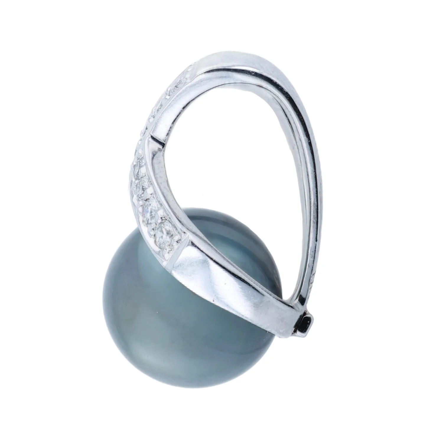 Estate 14K Tahitian Pearl and Diamond Slide Pendant - Image 2