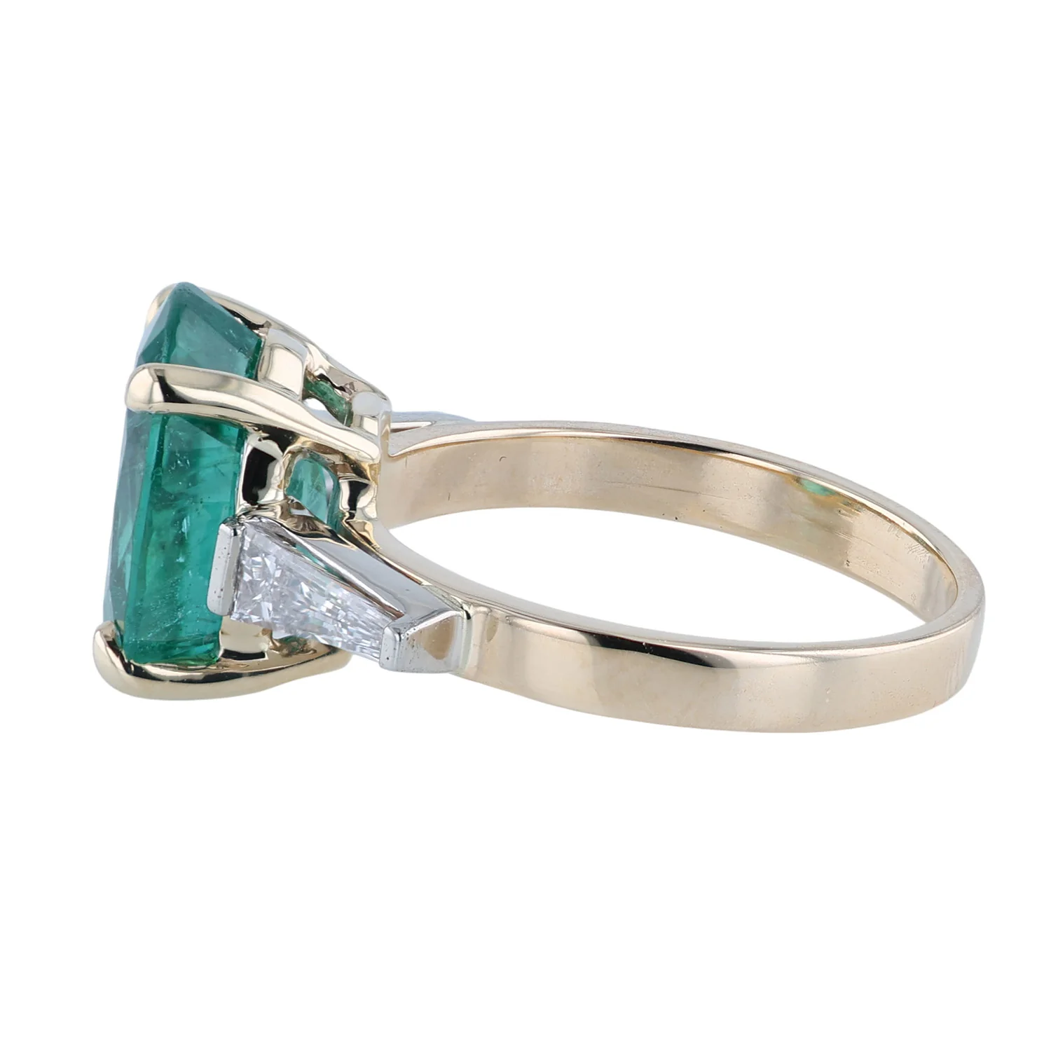 Estate 14K Two-Tone Emerald and Diamond Ring - Image 2