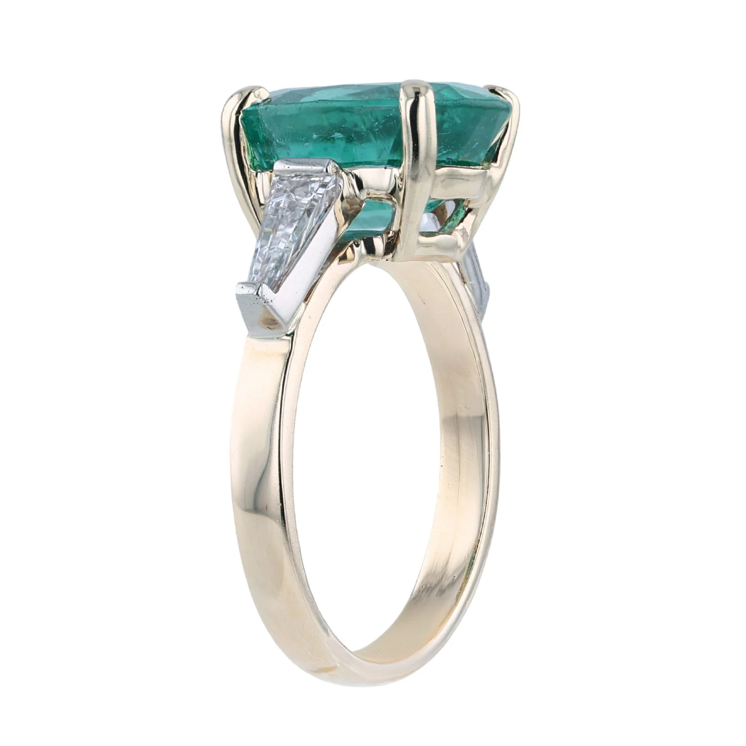 Estate 14K Two-Tone Emerald and Diamond Ring - Image 3
