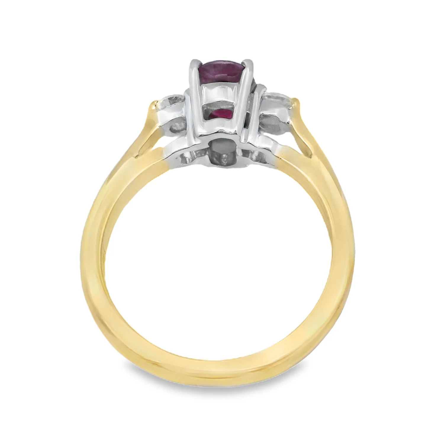 Estate 14K Two-Tone Ruby and Diamond Ring - Image 3