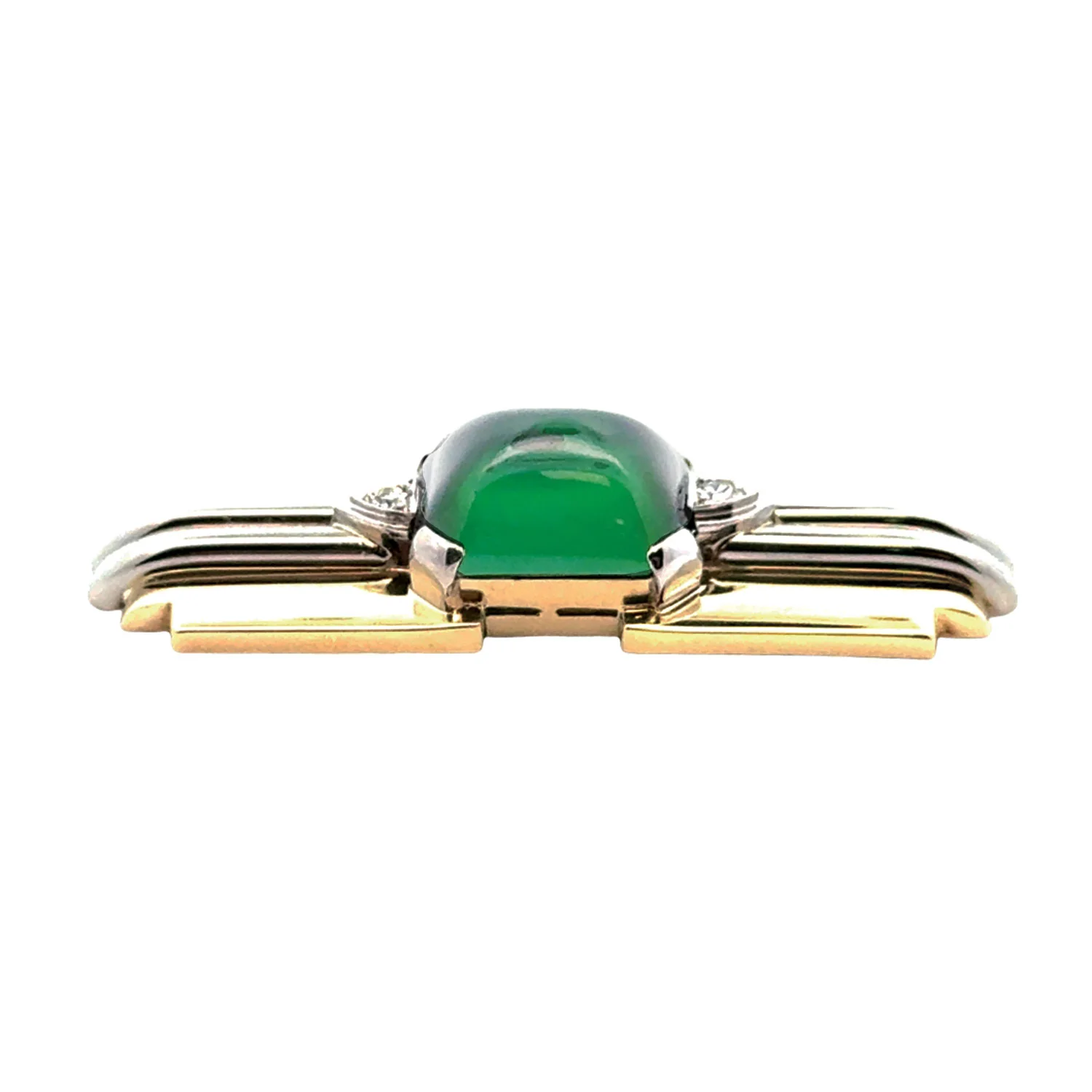 Estate 14K Two-Tone Green Tourmaline and Diamond Pin - Image 3