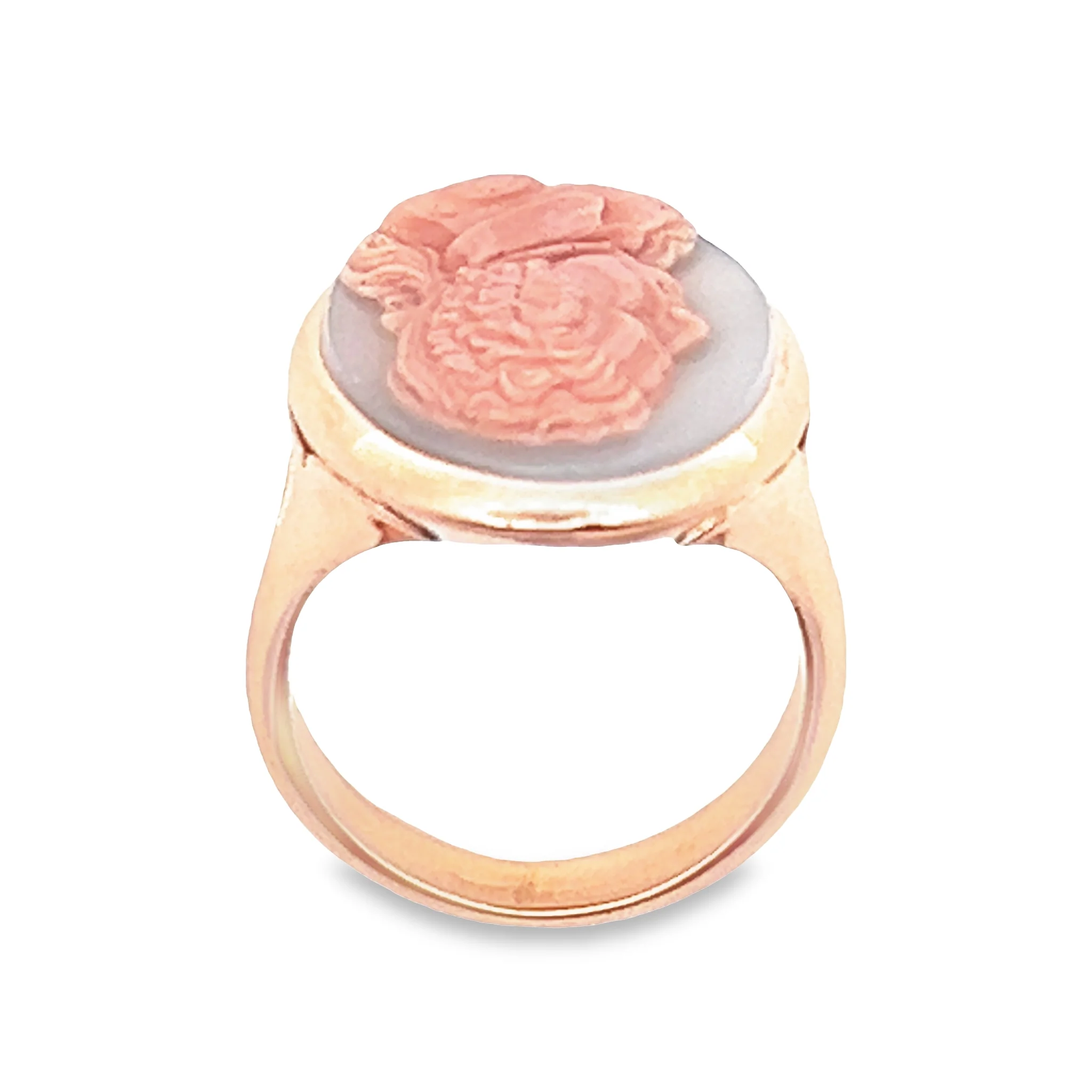 Estate 17K Rose Gold Cameo Ring - Image 3