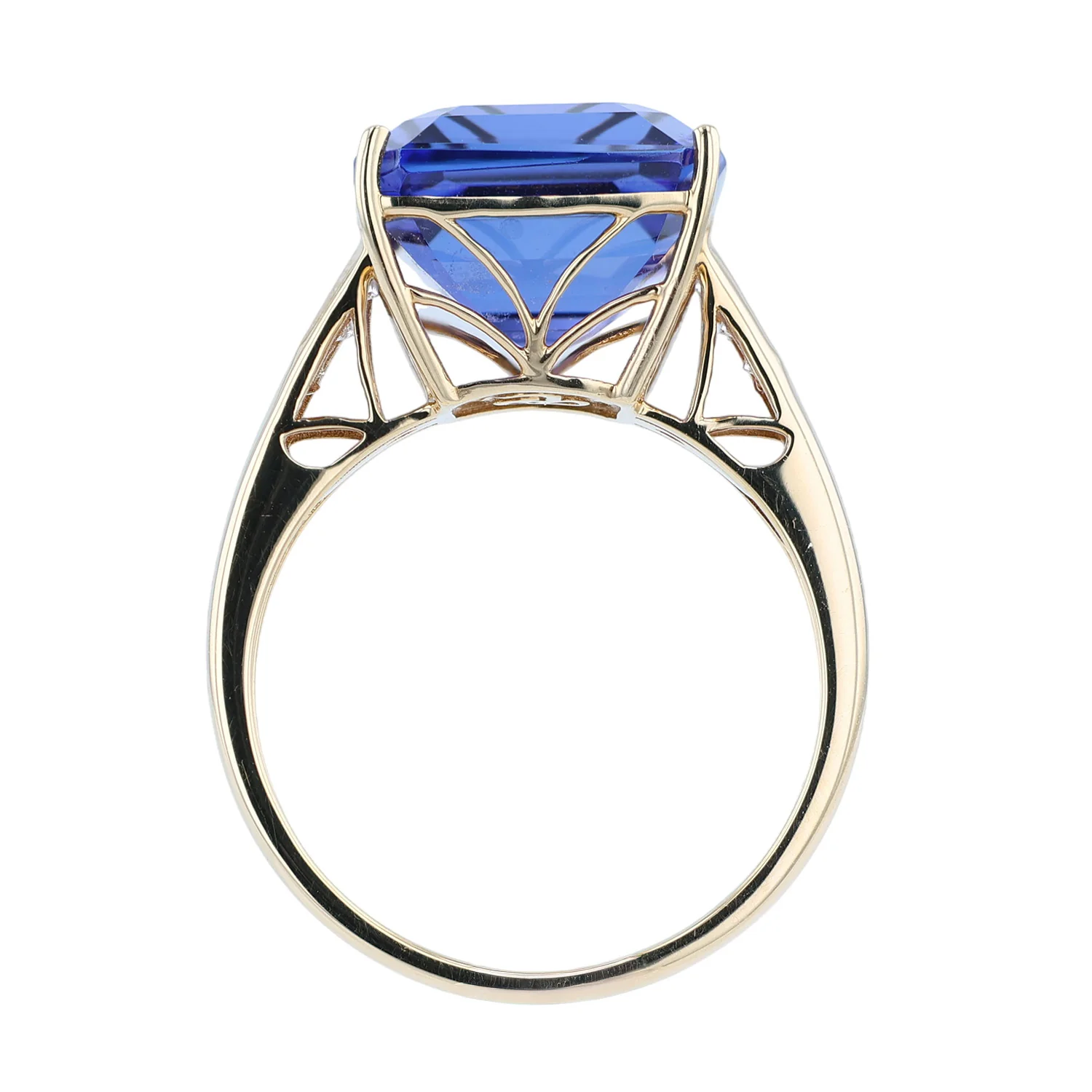 Estate 18KYG 13.89 Carat Tanzanite and and 0.14 CTW Diamond Ring - Image 3