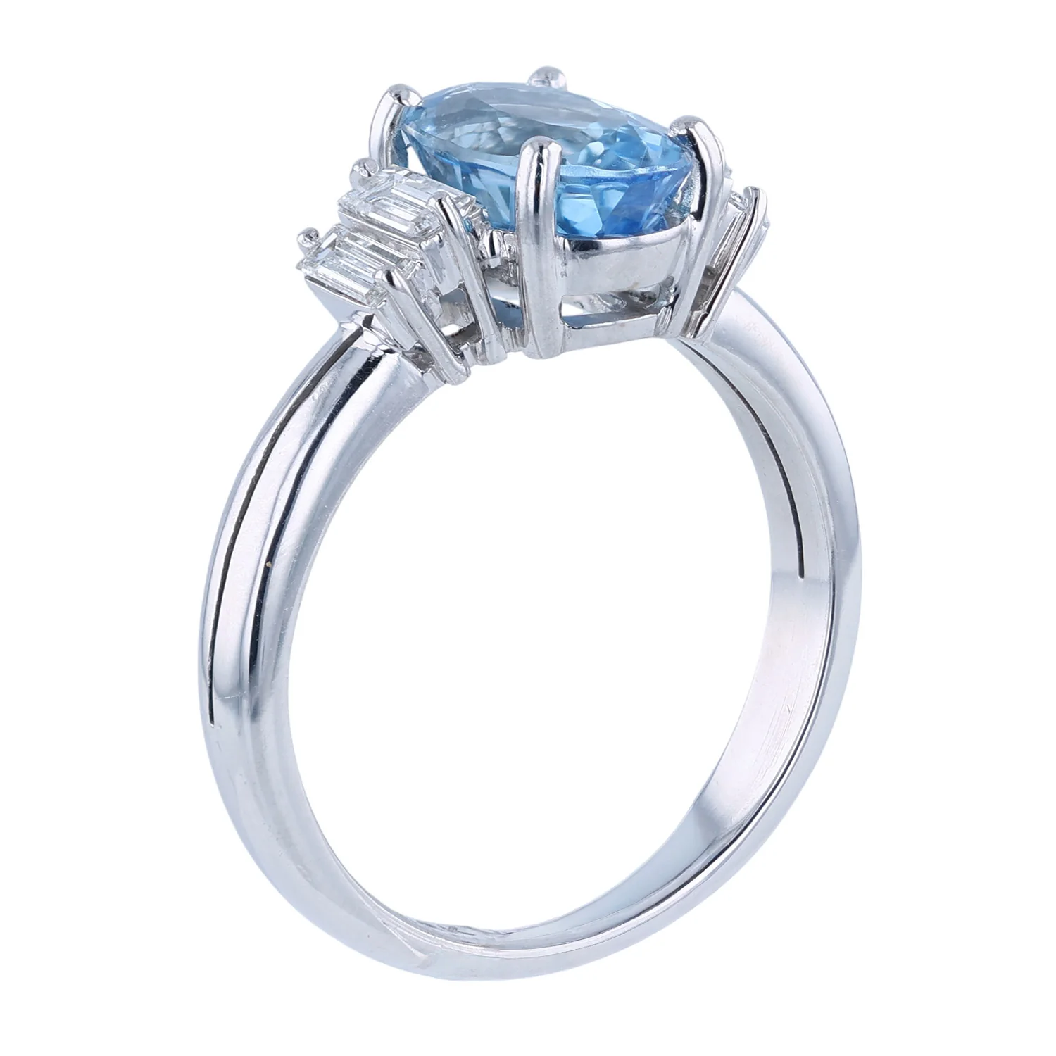 Estate 18K Aquamarine and Diamond Ring - Image 3