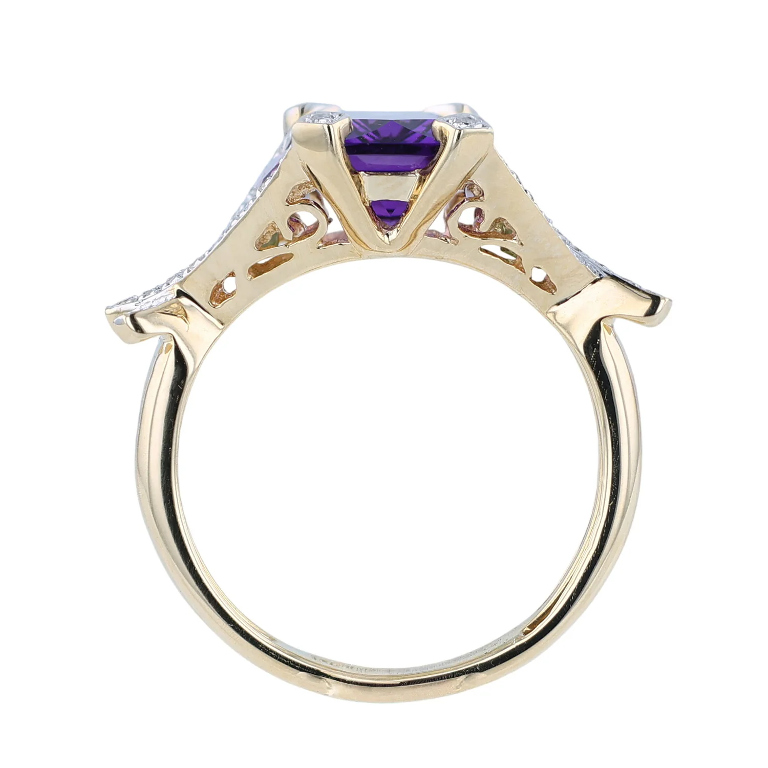 Estate 18K Bellarri Amethyst Rhodolite Garnet Peridot and Diamond Ring - Image 3
