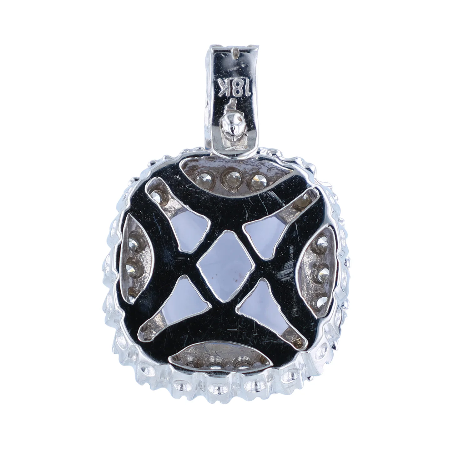 Estate 18K Chalcedony and Diamond Enhancer Pendant - Image 2