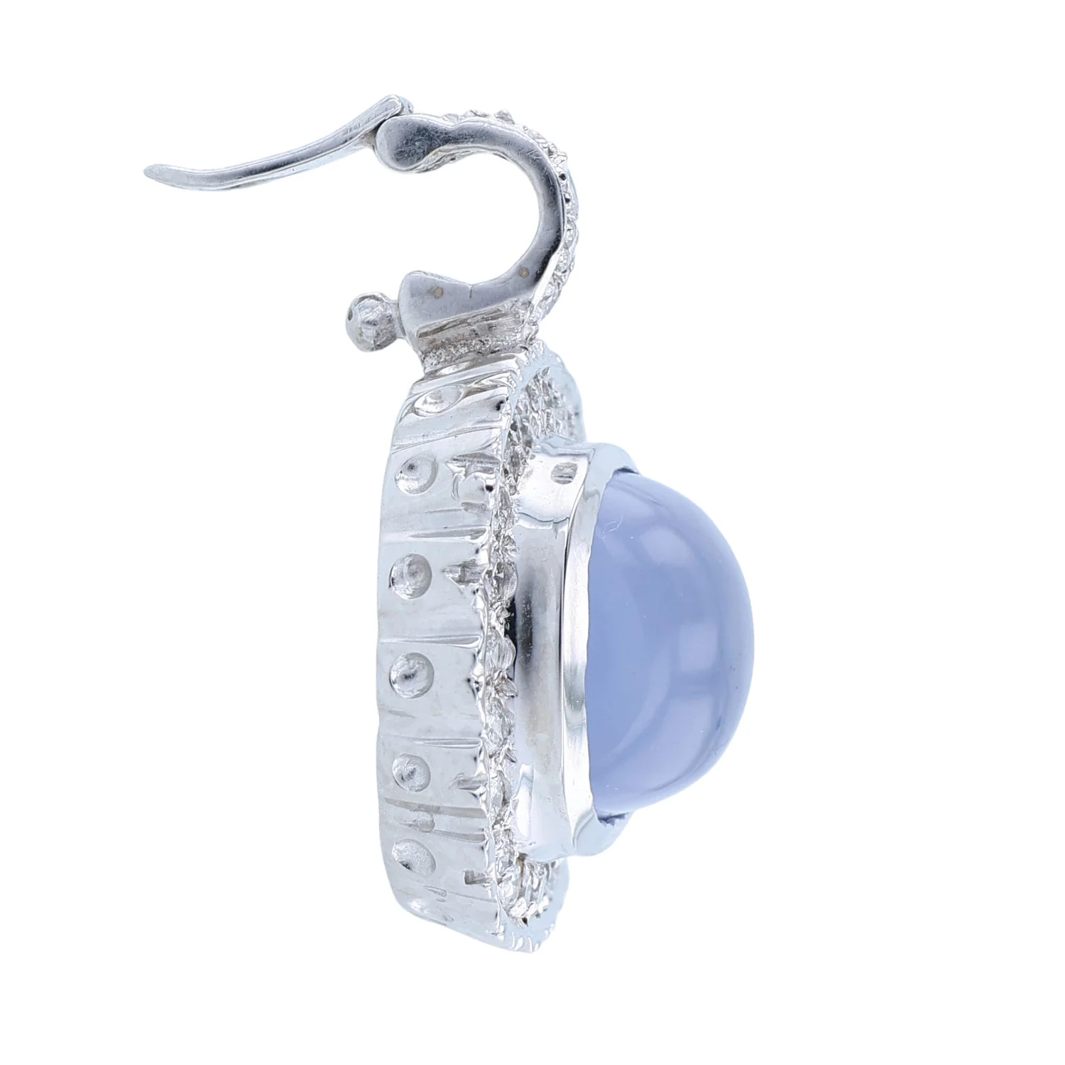 Estate 18K Chalcedony and Diamond Enhancer Pendant - Image 4