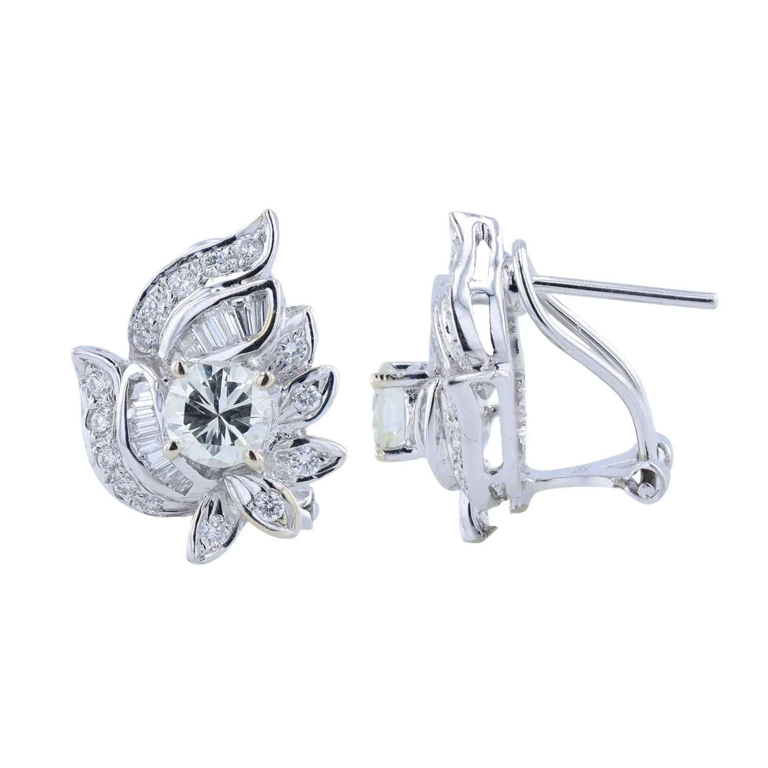 Estate 18K Diamond Cluster Earrings - Image 2