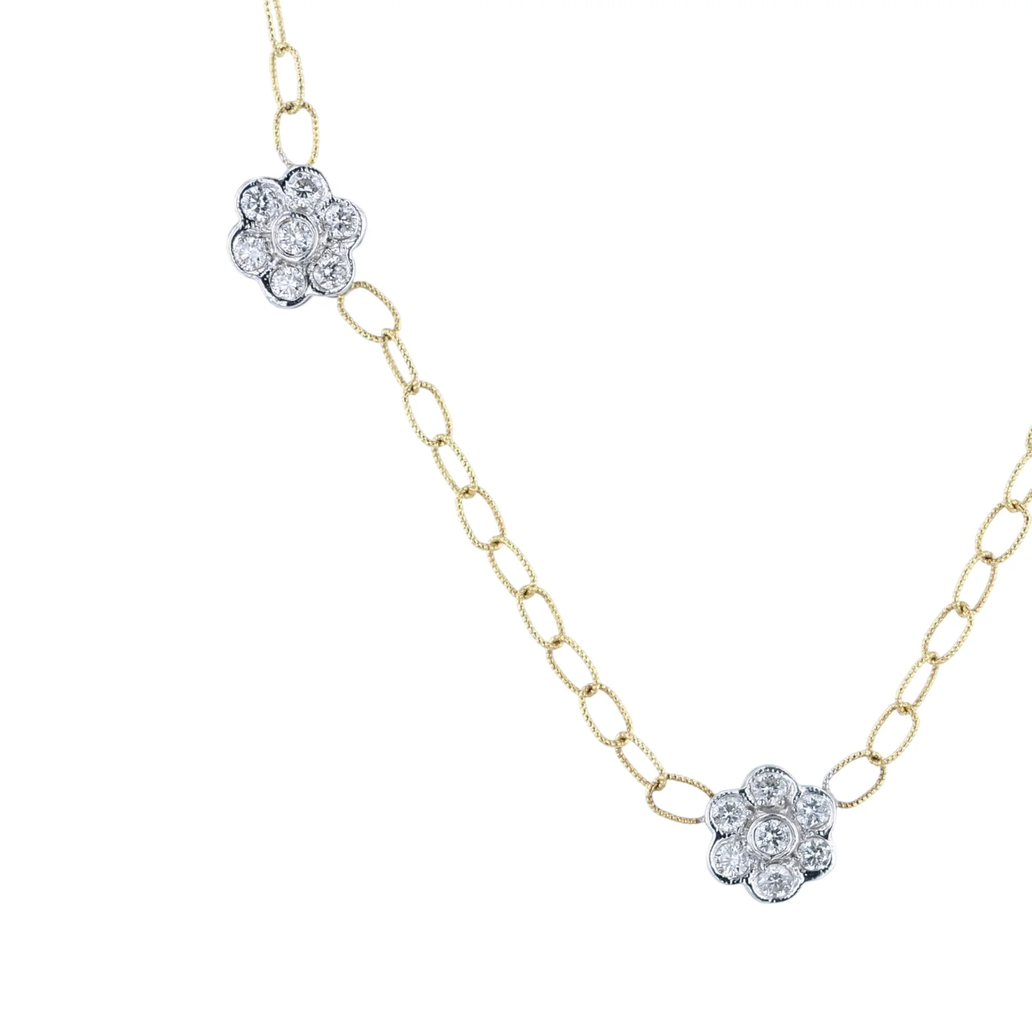 Estate 18K Diamond Flower Necklace - Image 2