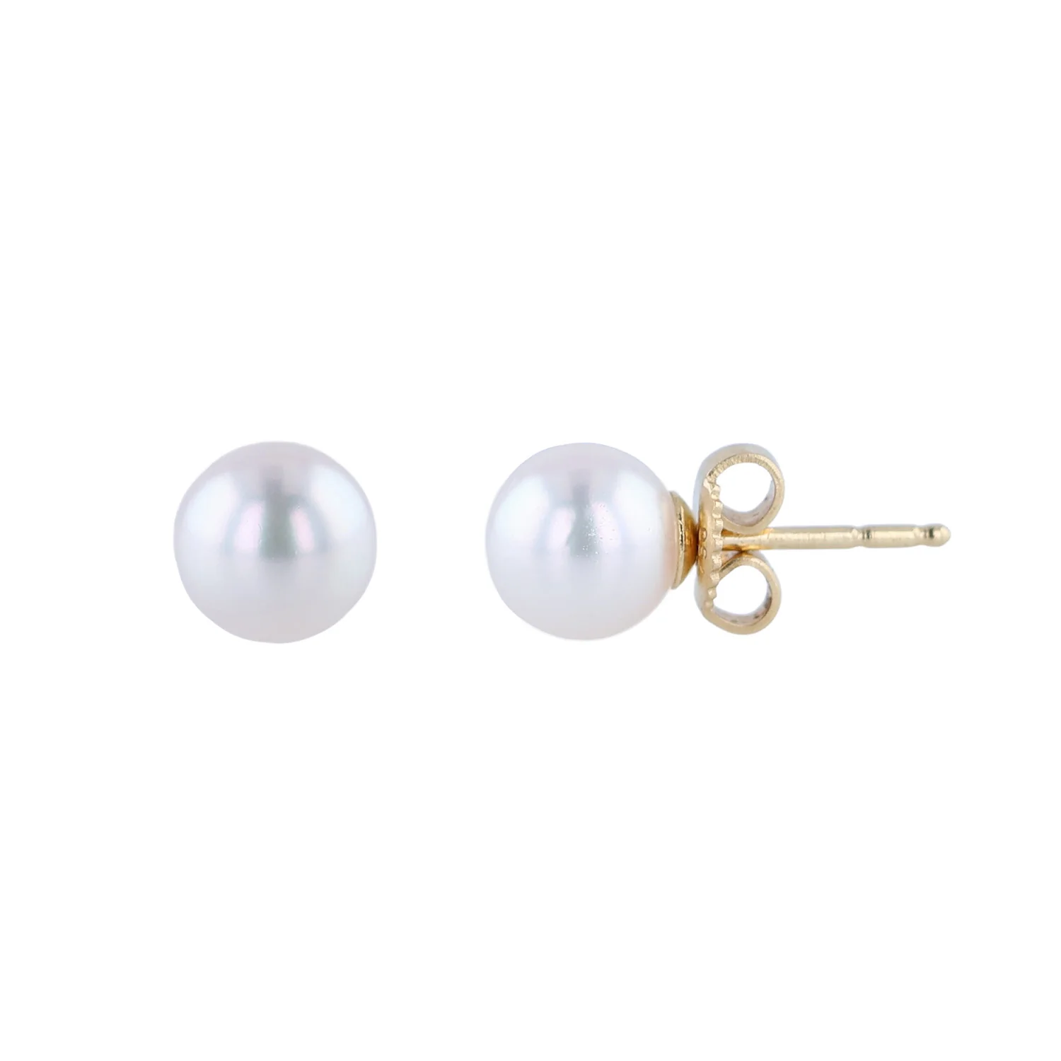 Estate 18K Mikimoto 7.4mm - 7.5mm Pearl Stud Earrings - Image 2