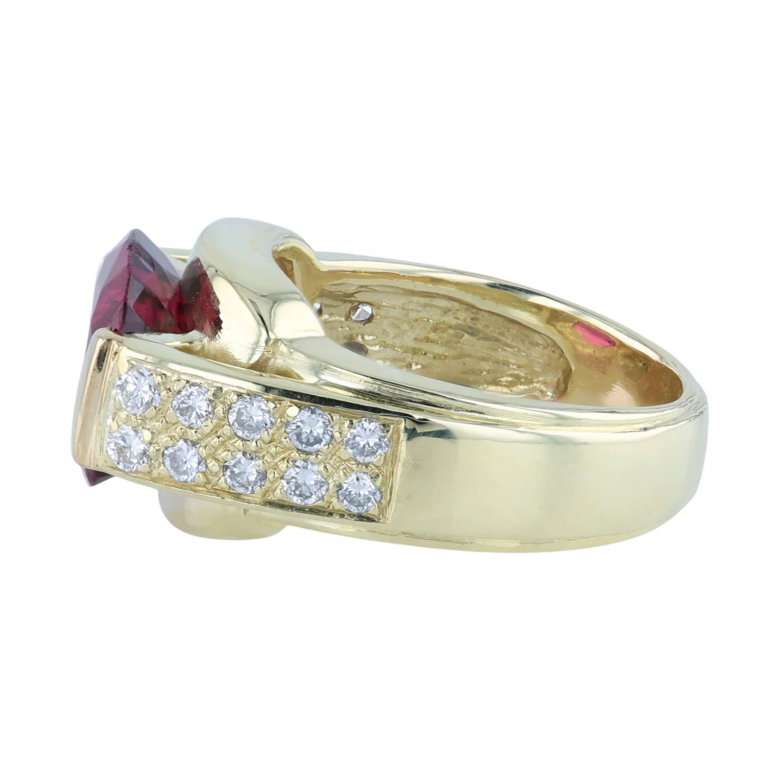 Estate 18K Rubelite Tourmaline and Diamond Ring - Image 2