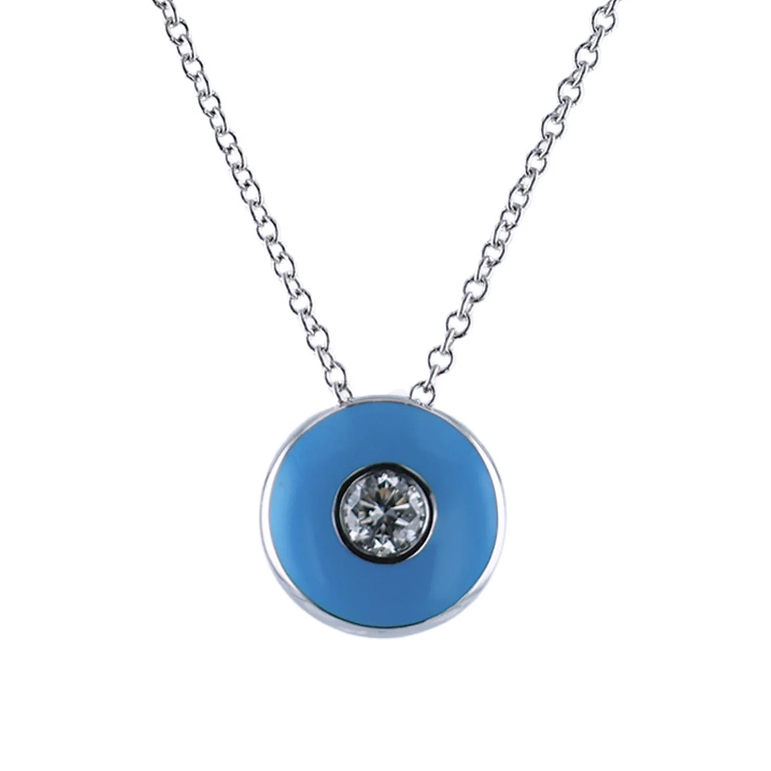 Estate 18K Simon G. Diamond Enamel Pendant with Chain - Image 2