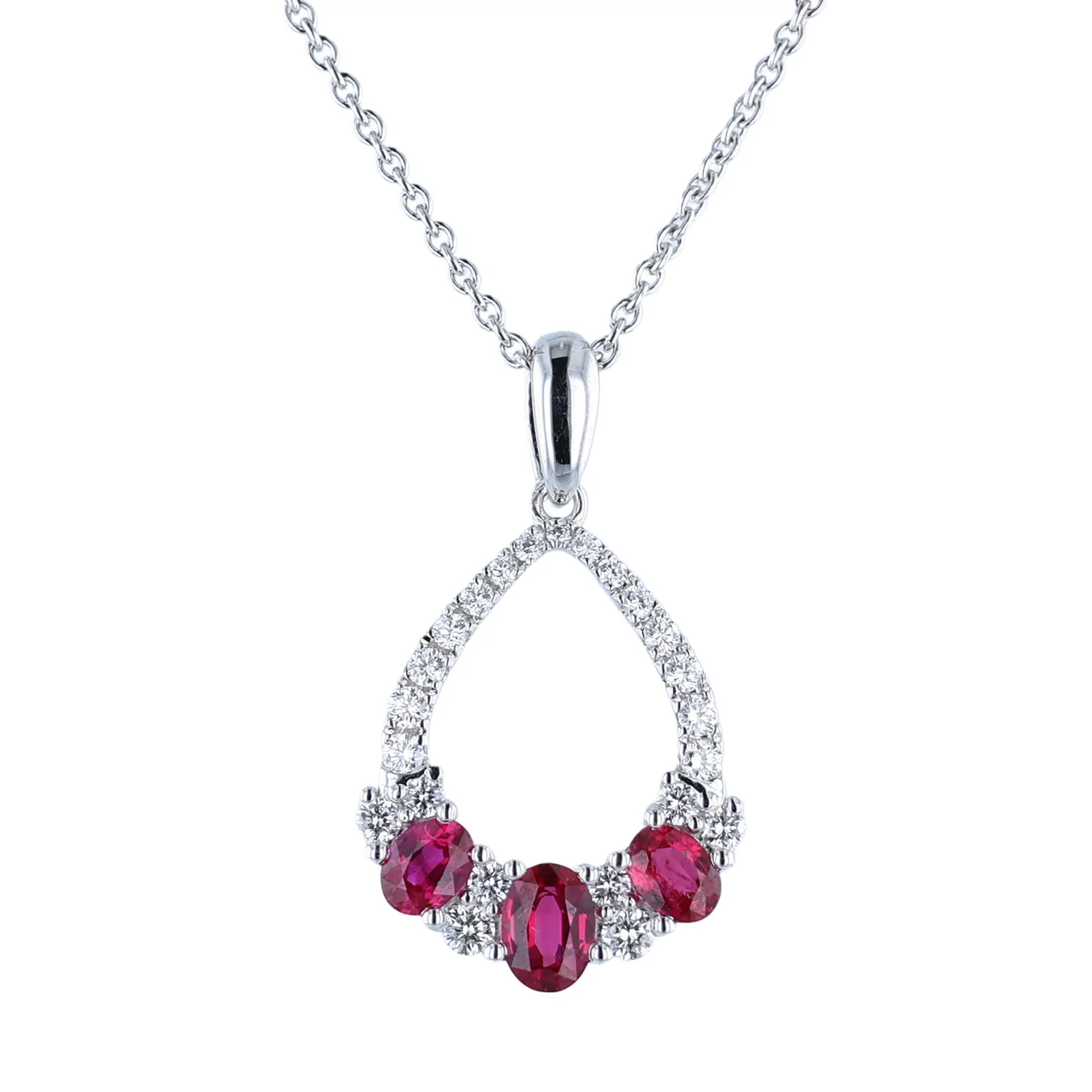 Estate 18K Spark Creations Ruby and Diamond Pendant with Chain - Image 2
