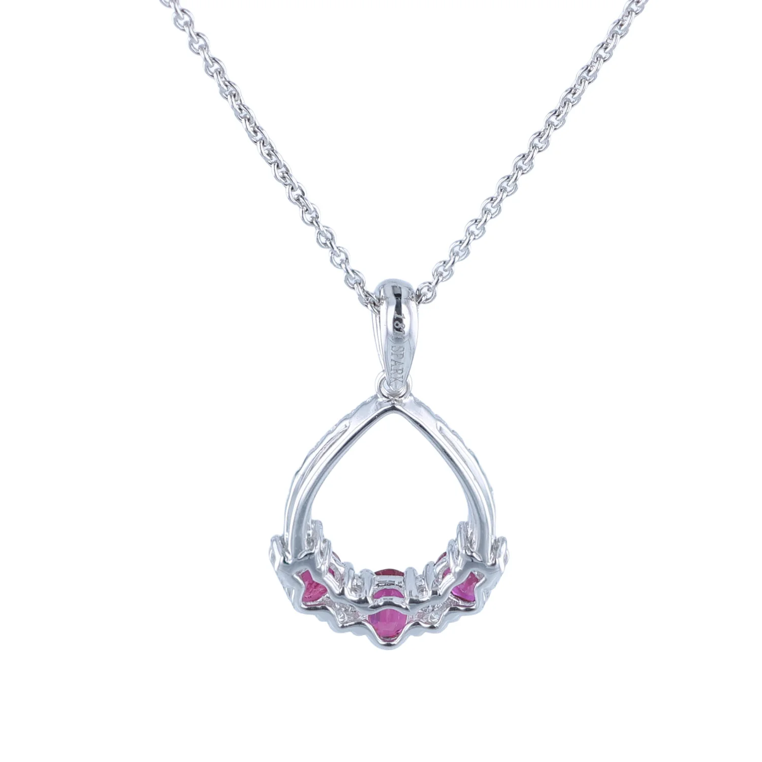 Estate 18K Spark Creations Ruby and Diamond Pendant with Chain - Image 3