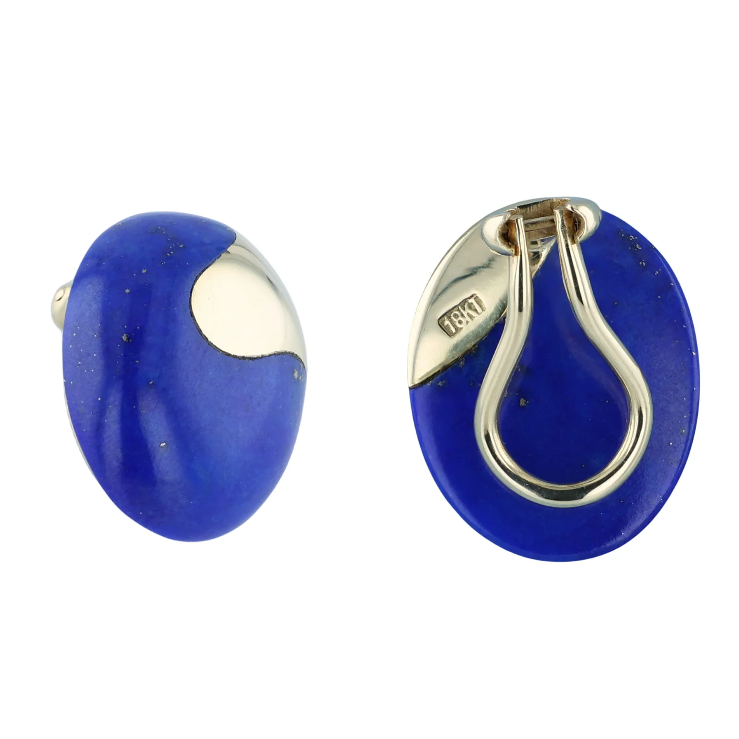 Estate 18K Tiffany & Co. Lapis Clip-on Earrings - Image 2