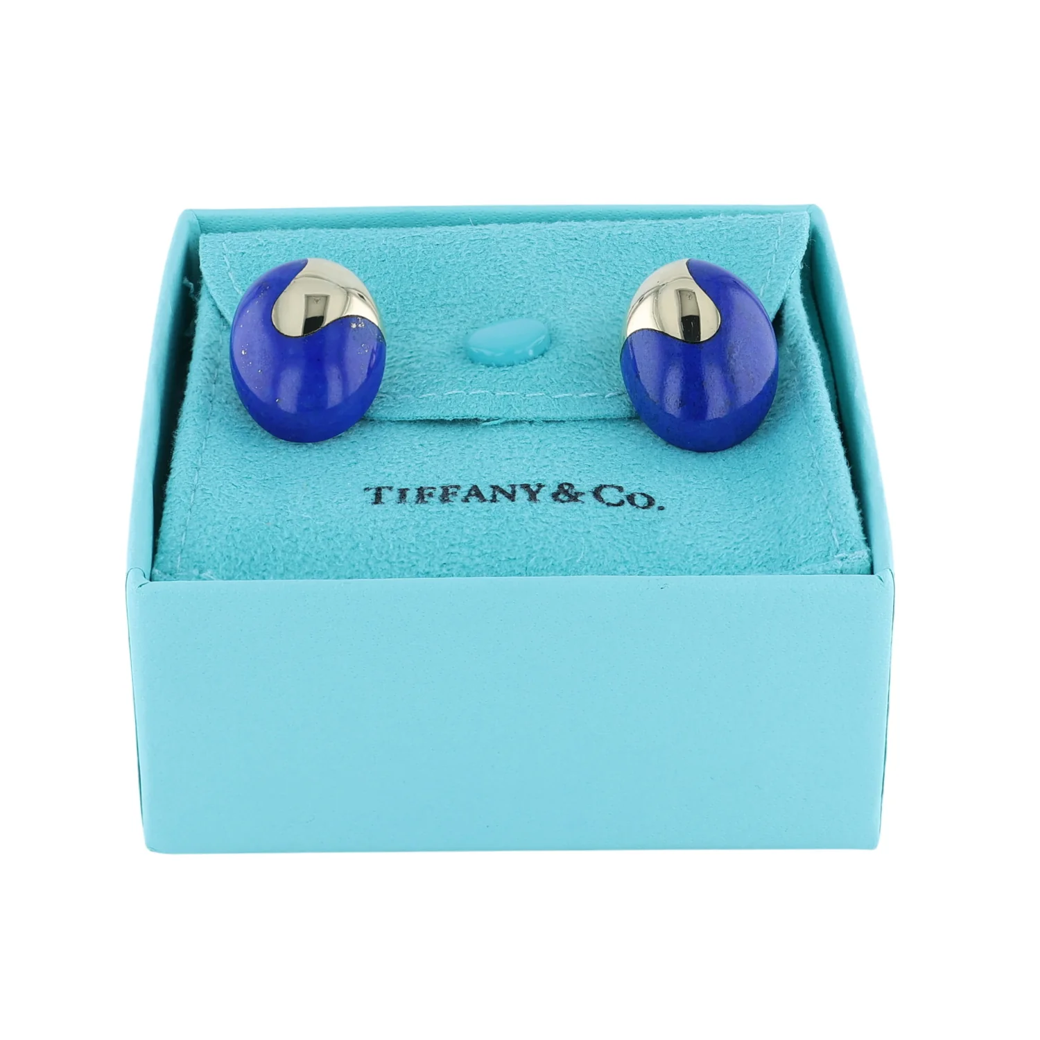 Estate 18K Tiffany & Co. Lapis Clip-on Earrings - Image 3