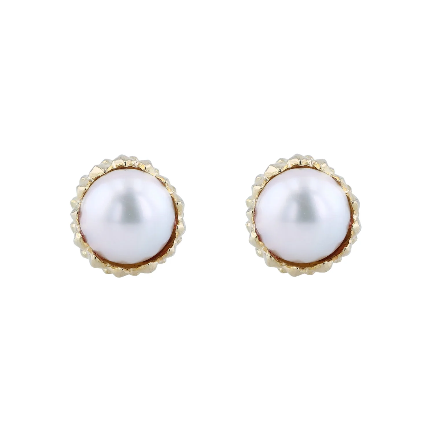 Estate 18K Tiffany & Co. Schlumberger Thistle Pearl Stud Earrings
