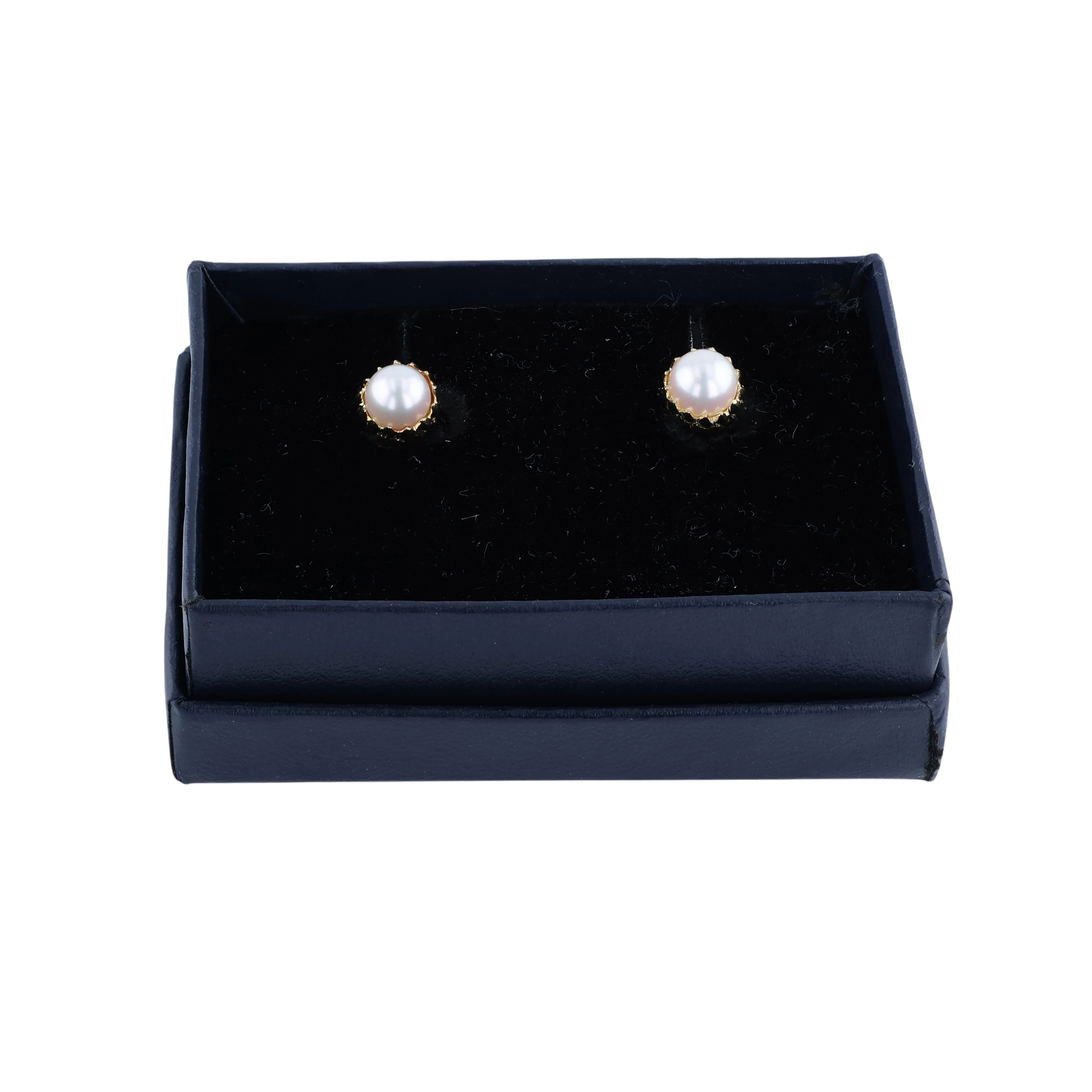 Estate 18K Tiffany & Co. Schlumberger Thistle Pearl Stud Earrings - Image 3