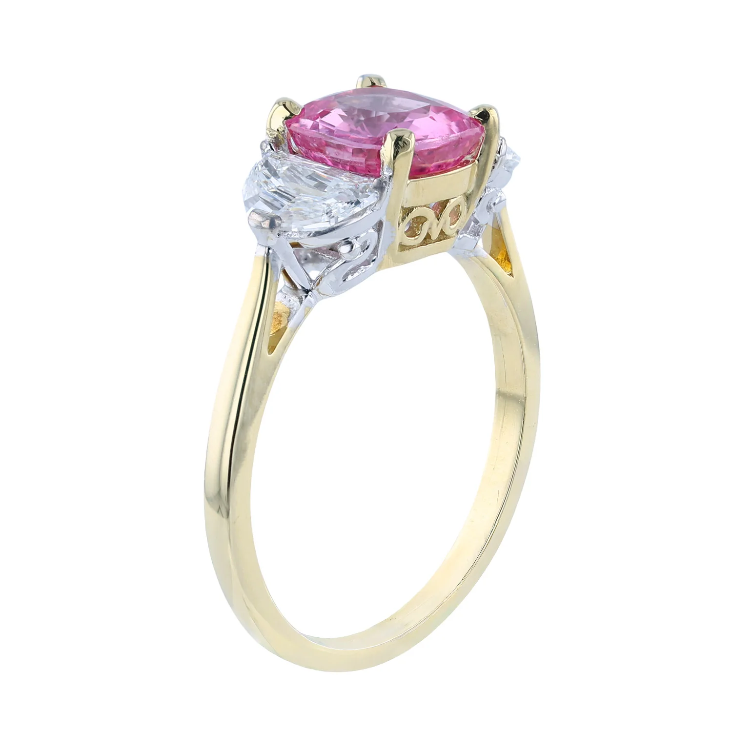 Estate 18K Two-Tone Pink Sapphire and Diamond Ring - Image 3