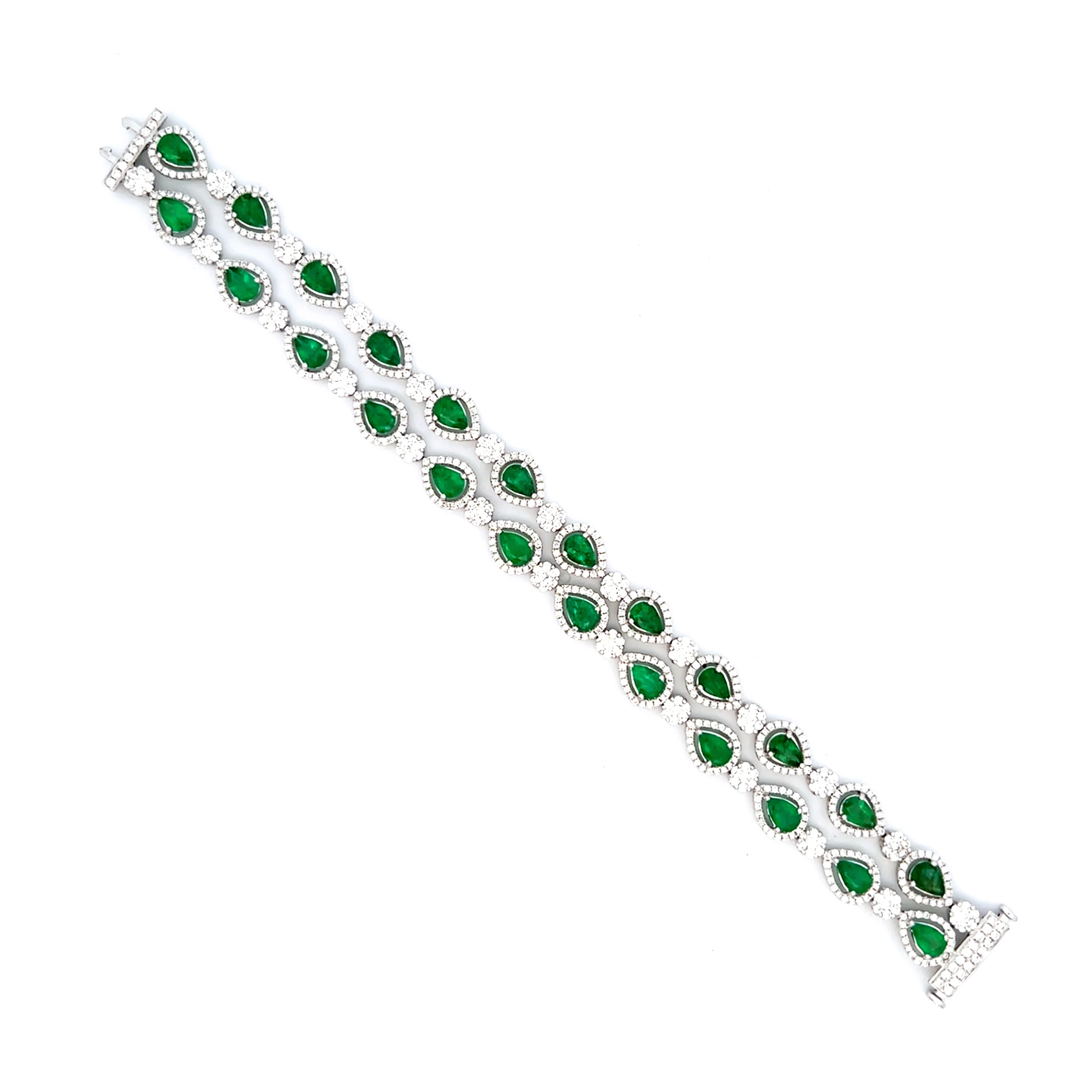 Estate 18K 9.12 CTW Emerald and 6.42 CTW Diamond Bracelet - Image 3