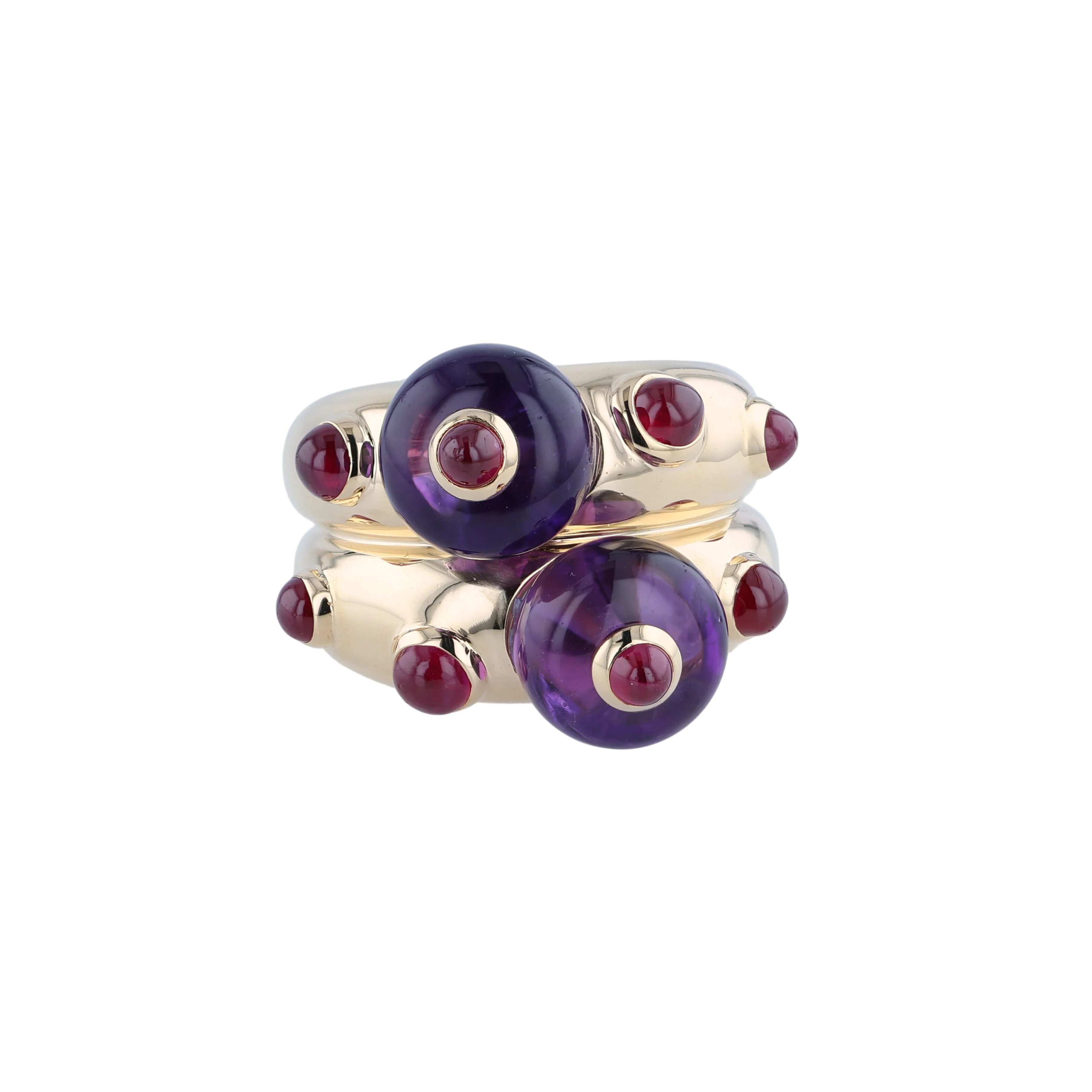Estate 18K Fred of Paris Amethyst & Ruby Ring - Image 2