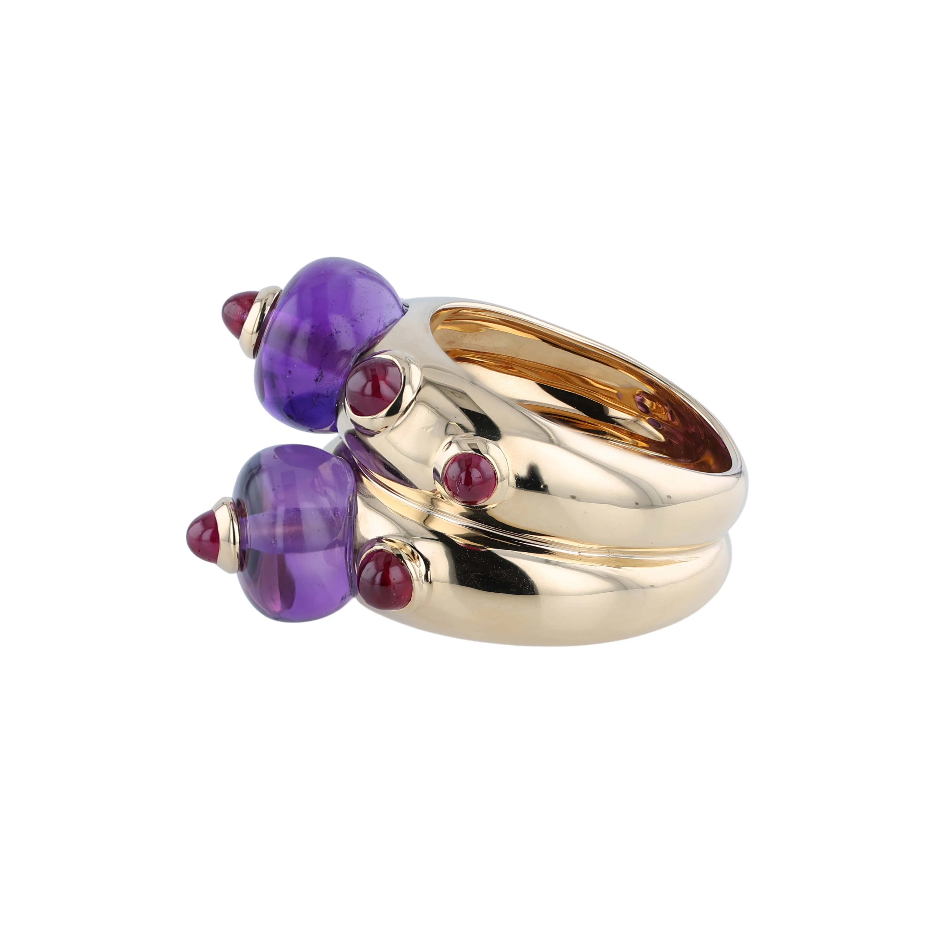 Estate 18K Fred of Paris Amethyst & Ruby Ring - Image 3