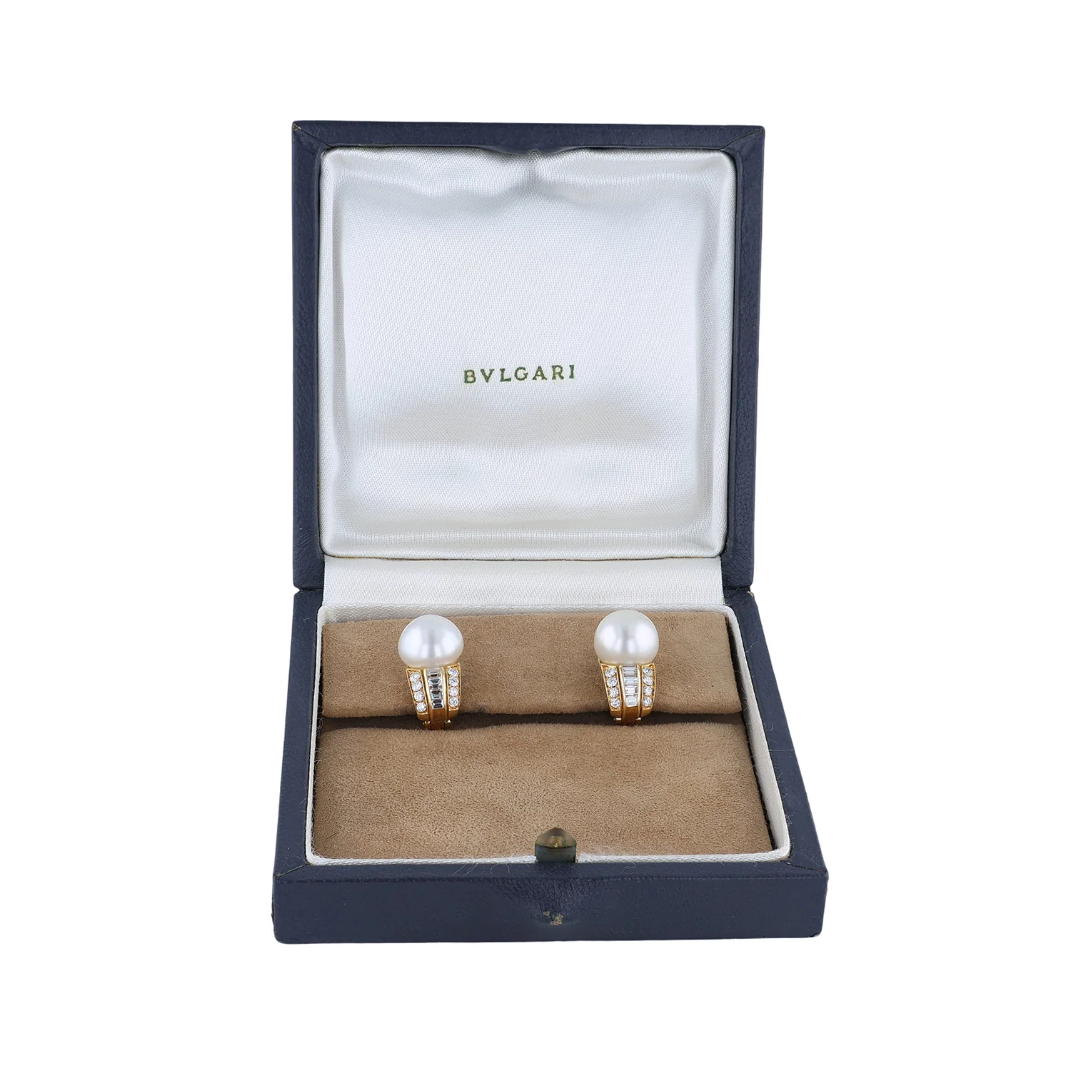 Estate Bvlgari 18K Pearl and Diamond Clip-on Earrings - Image 4