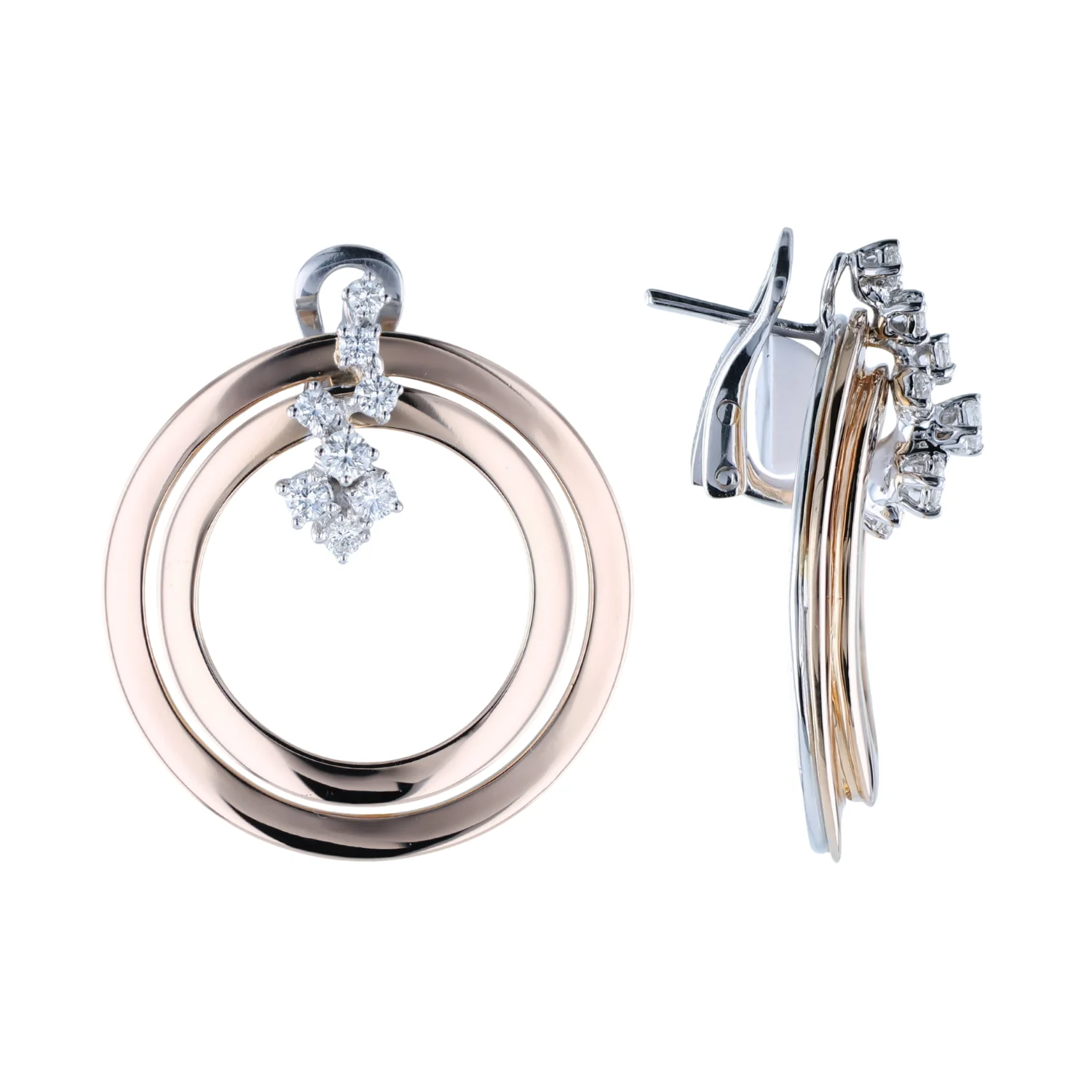 Estate Damiani Sophia Loren 18K Two-Tone Diamond Earrings - Image 2