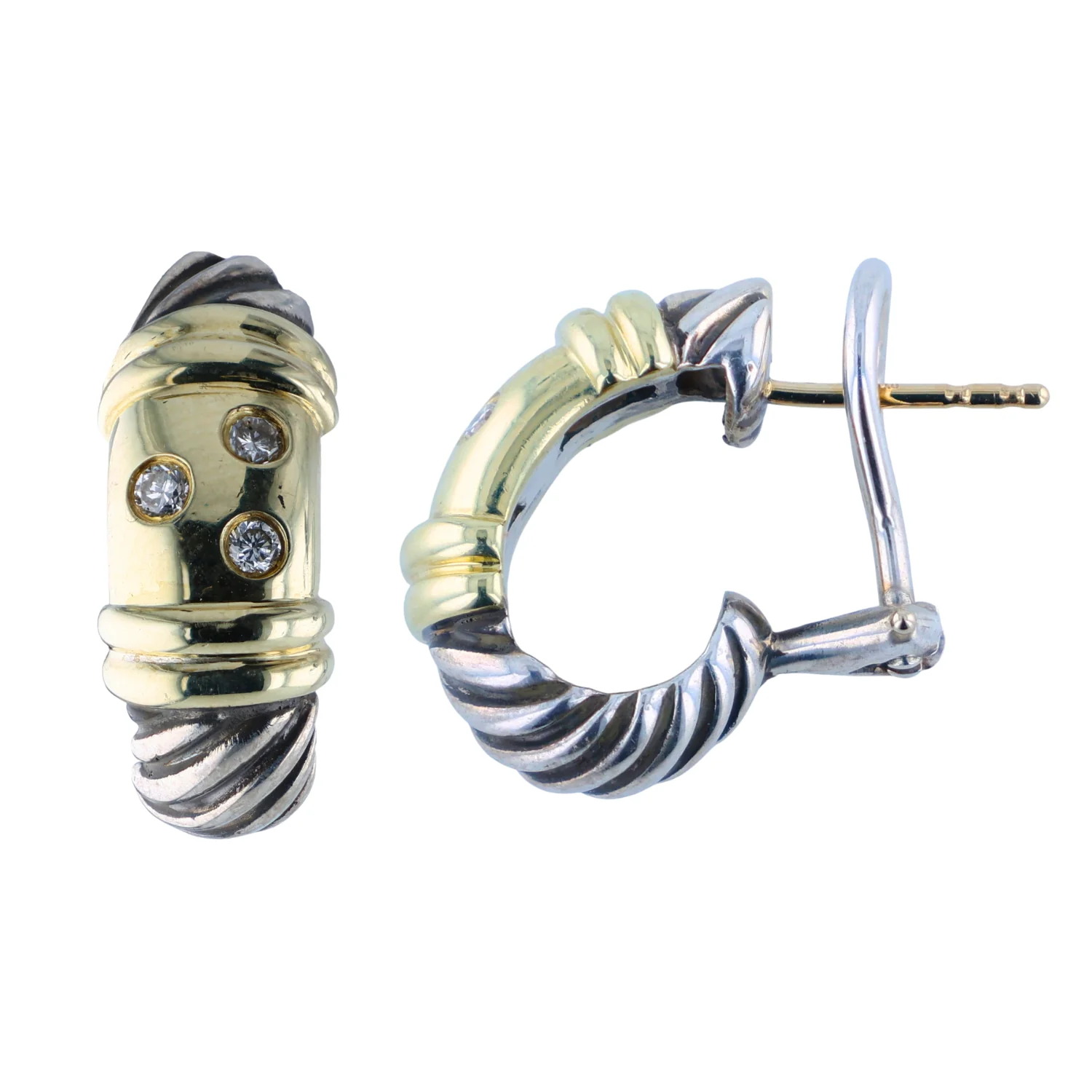 Estate David Yurman Metro Diamond Earrings - Image 2
