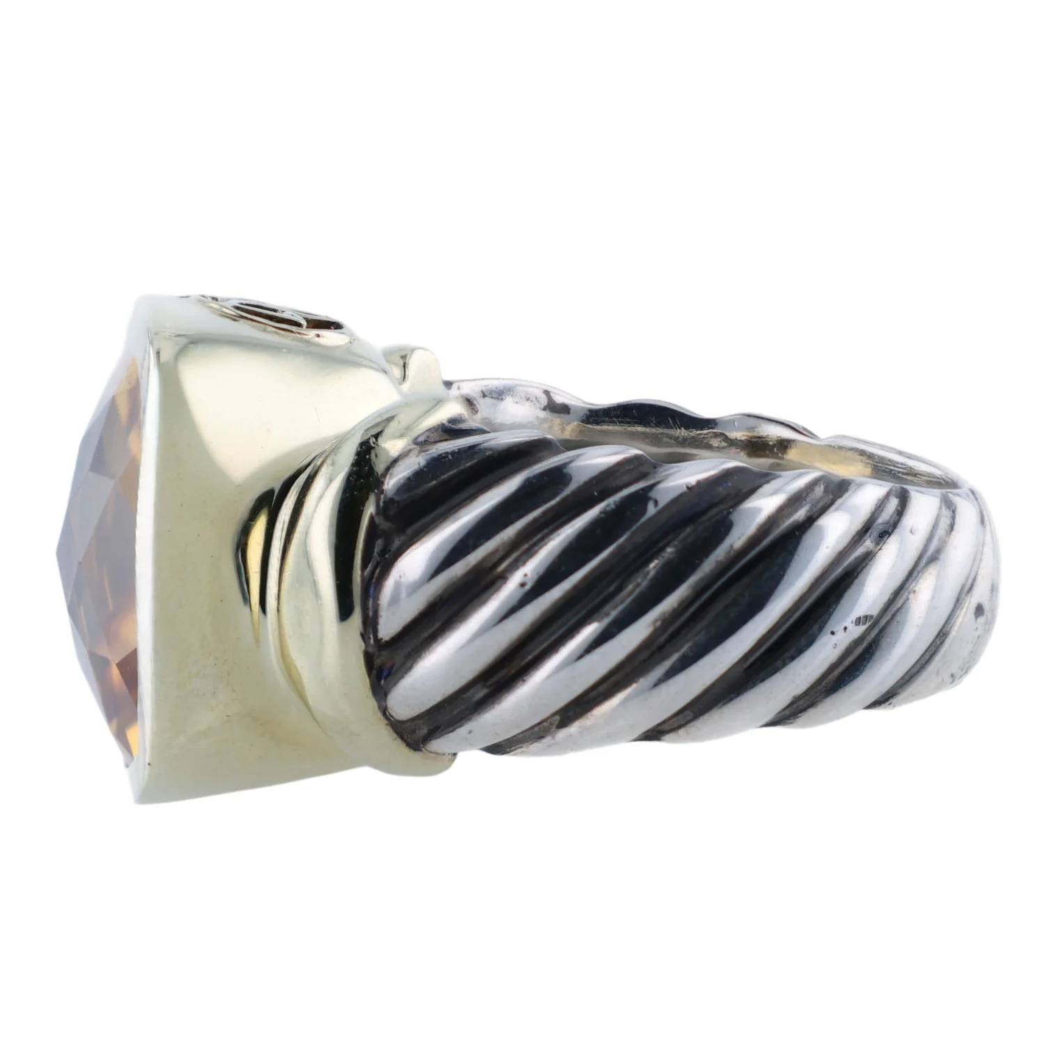 Estate David Yurman Sterling Silver & 14K Noblese Citrine Ring - Image 2