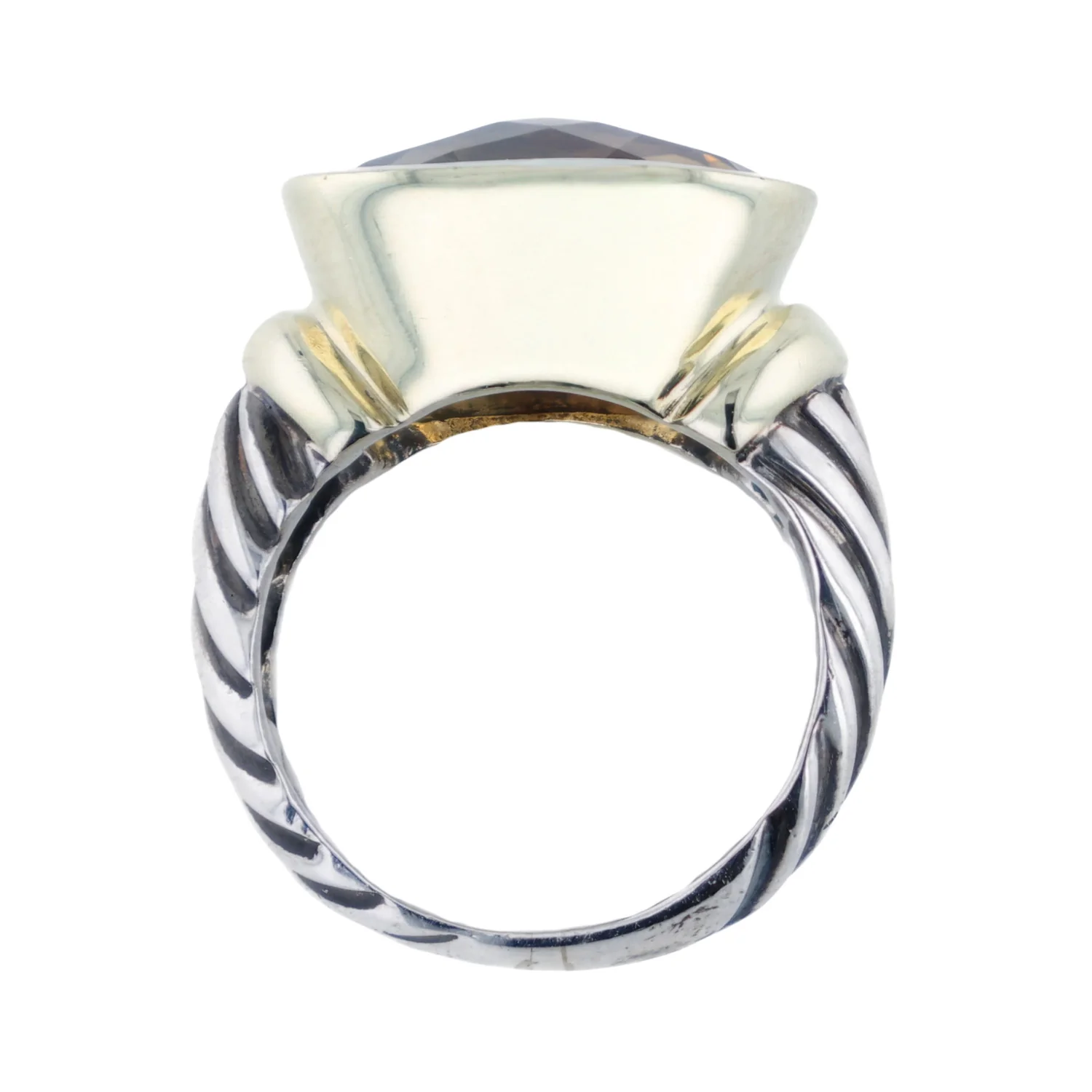 Estate David Yurman Sterling Silver & 14K Noblese Citrine Ring - Image 3