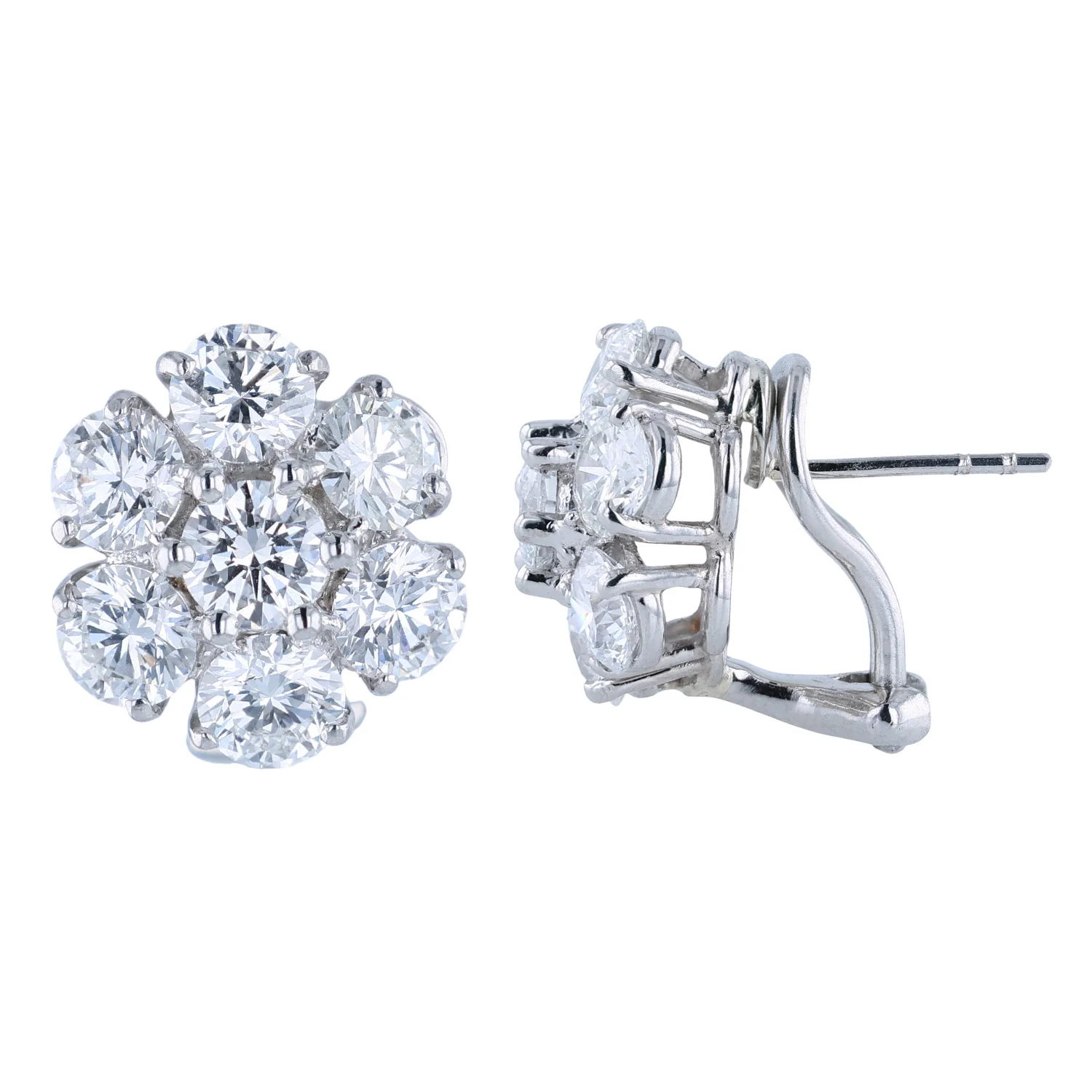 Estate Platinum Graff Diamond Cluster Earrings - Image 2
