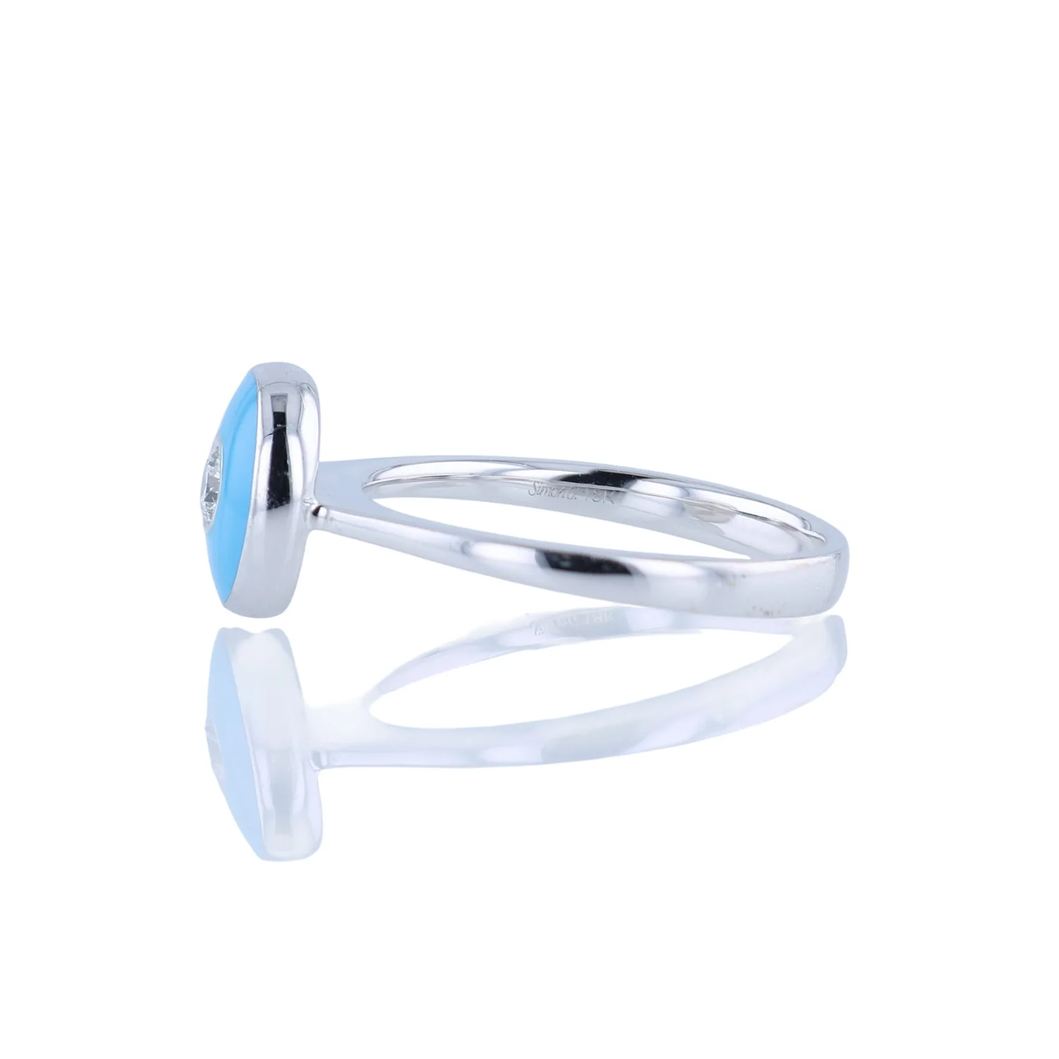 Estate Simon G. 18K Blue Enamel and Diamond Ring - Image 2