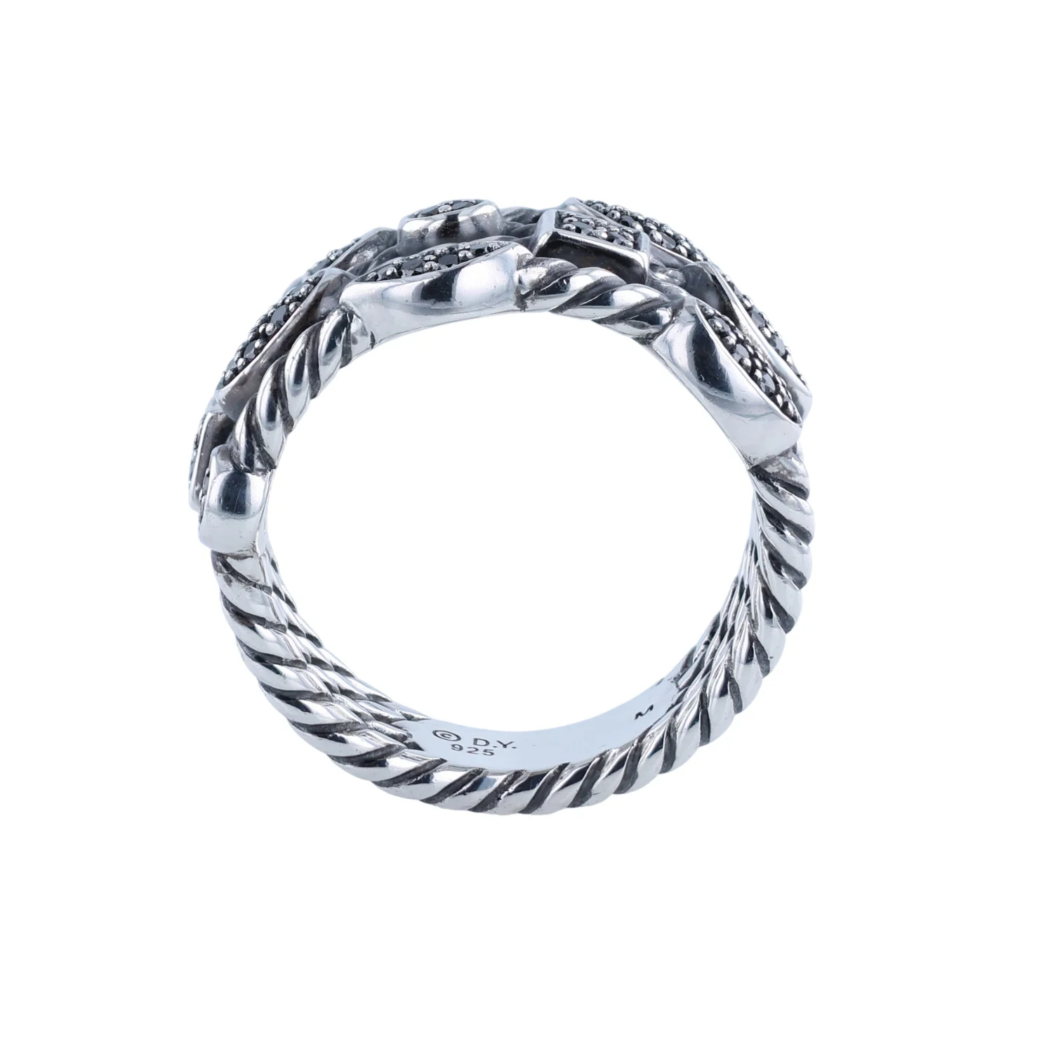 Estate Sterling Silver David Yurman Confetti Black Diamond Ring - Image 2