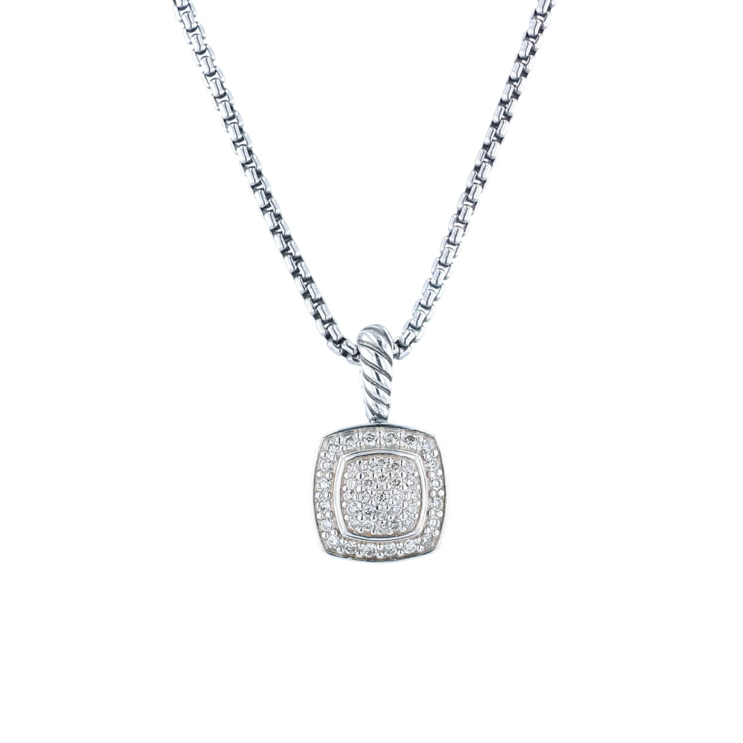 Estate Sterling Silver David Yurman Petite Albion Diamond Pendant with Chain