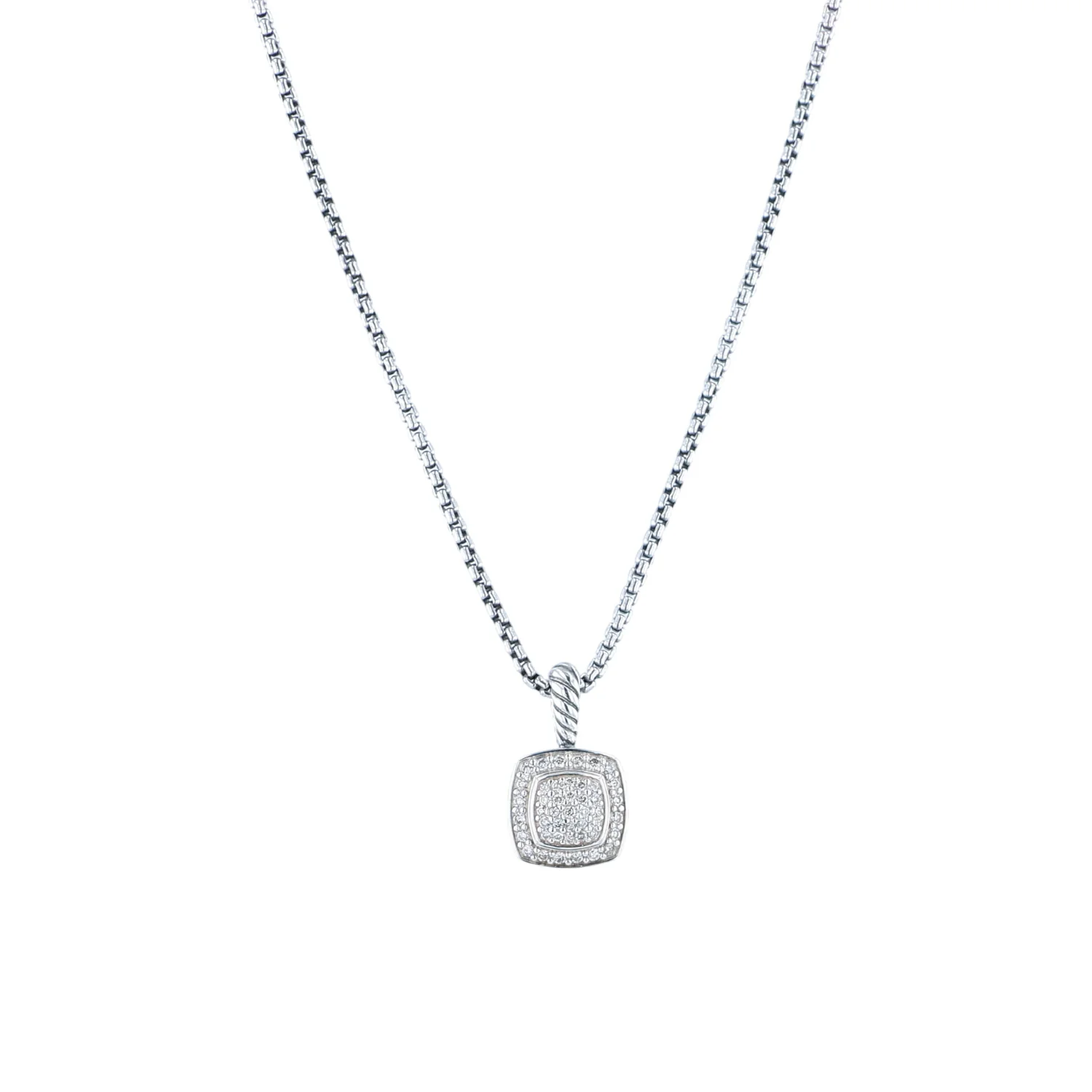 Estate Sterling Silver David Yurman Petite Albion Diamond Pendant with Chain - Image 2
