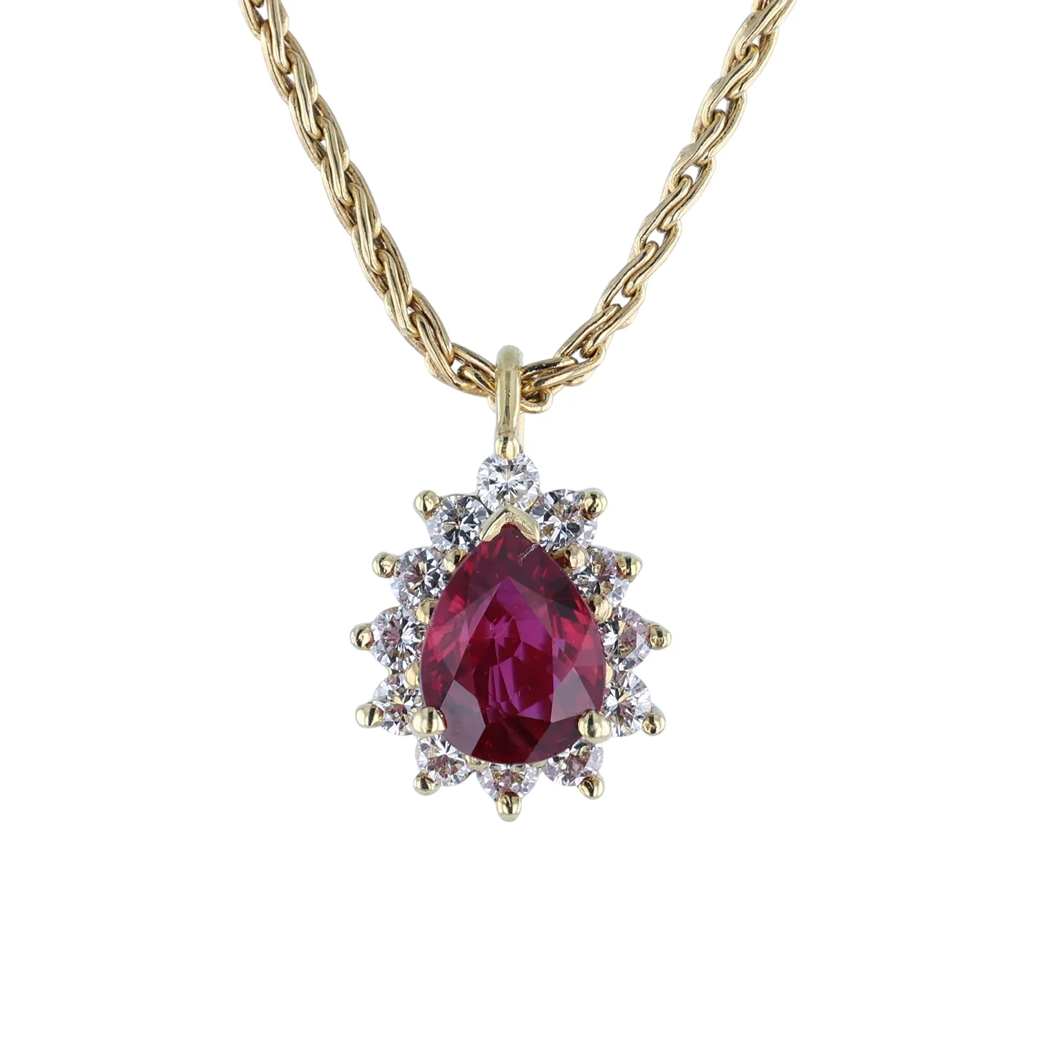 Estate Tiffany & Co. 18K Ruby and Diamond Pendant on 18K Chain - Image 2