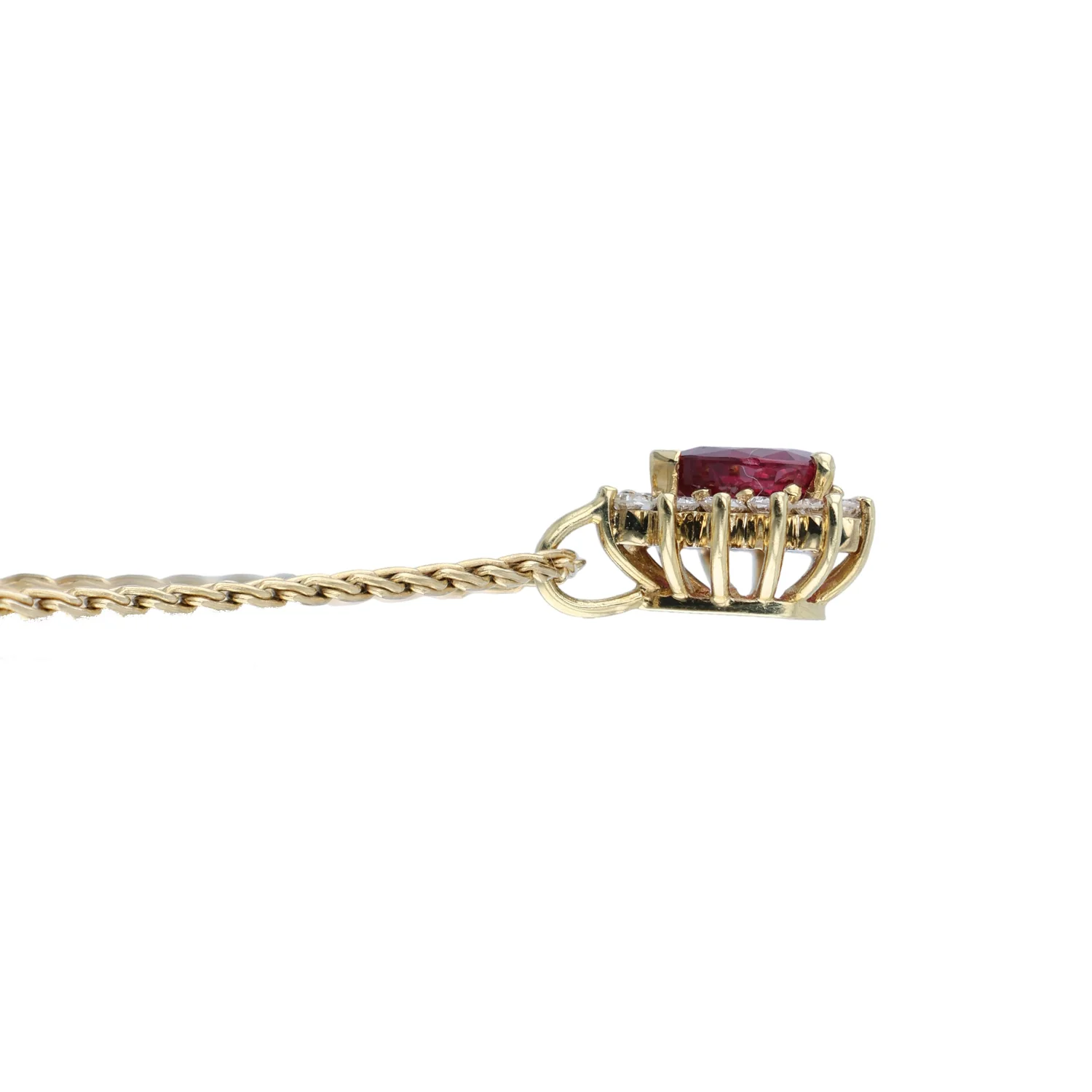 Estate Tiffany & Co. 18K Ruby and Diamond Pendant on 18K Chain - Image 3