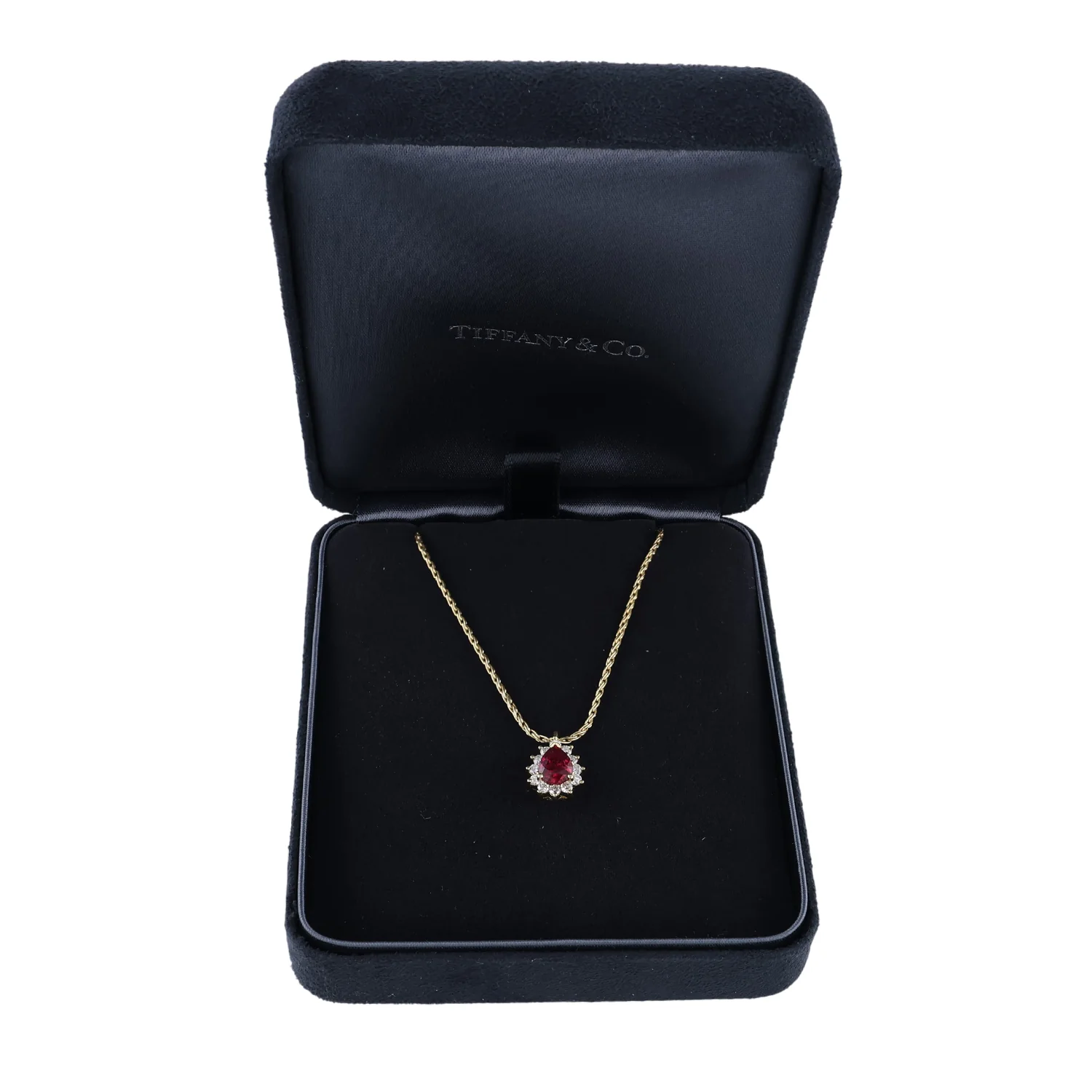 Estate Tiffany & Co. 18K Ruby and Diamond Pendant on 18K Chain - Image 4