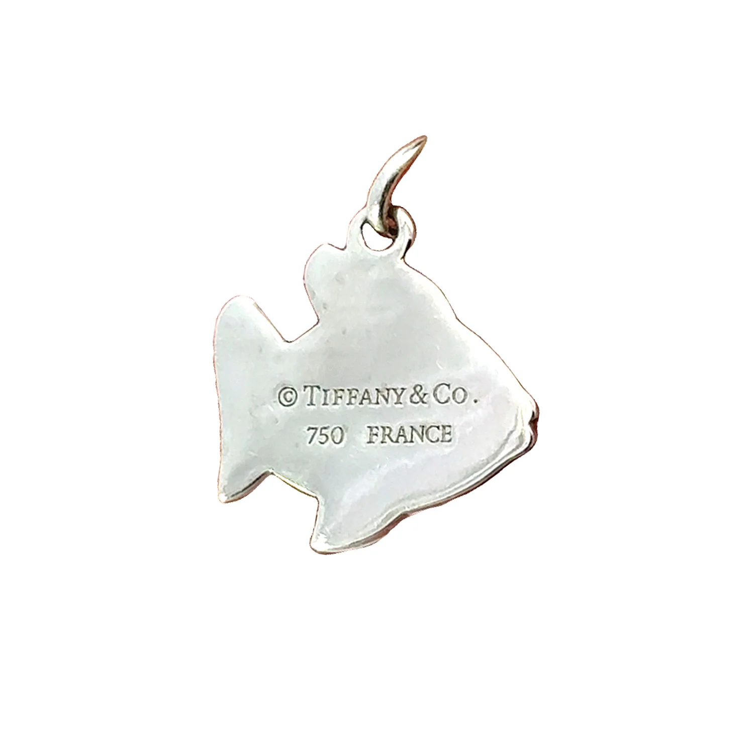 Estate 18K White Gold Tiffany & Co. Enamel Fish with Diamond Eye Charm - Image 2