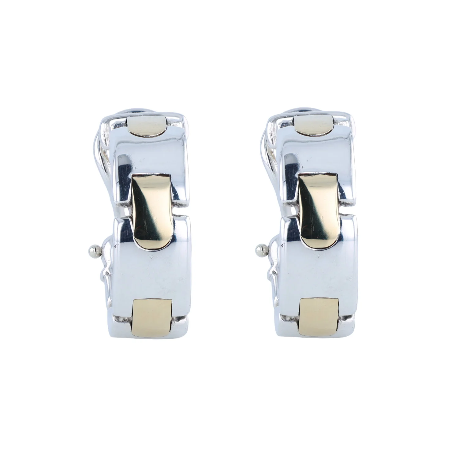 Estate Tiffany & Co Hoop Sterling Silver & 18K Hoop Earrings