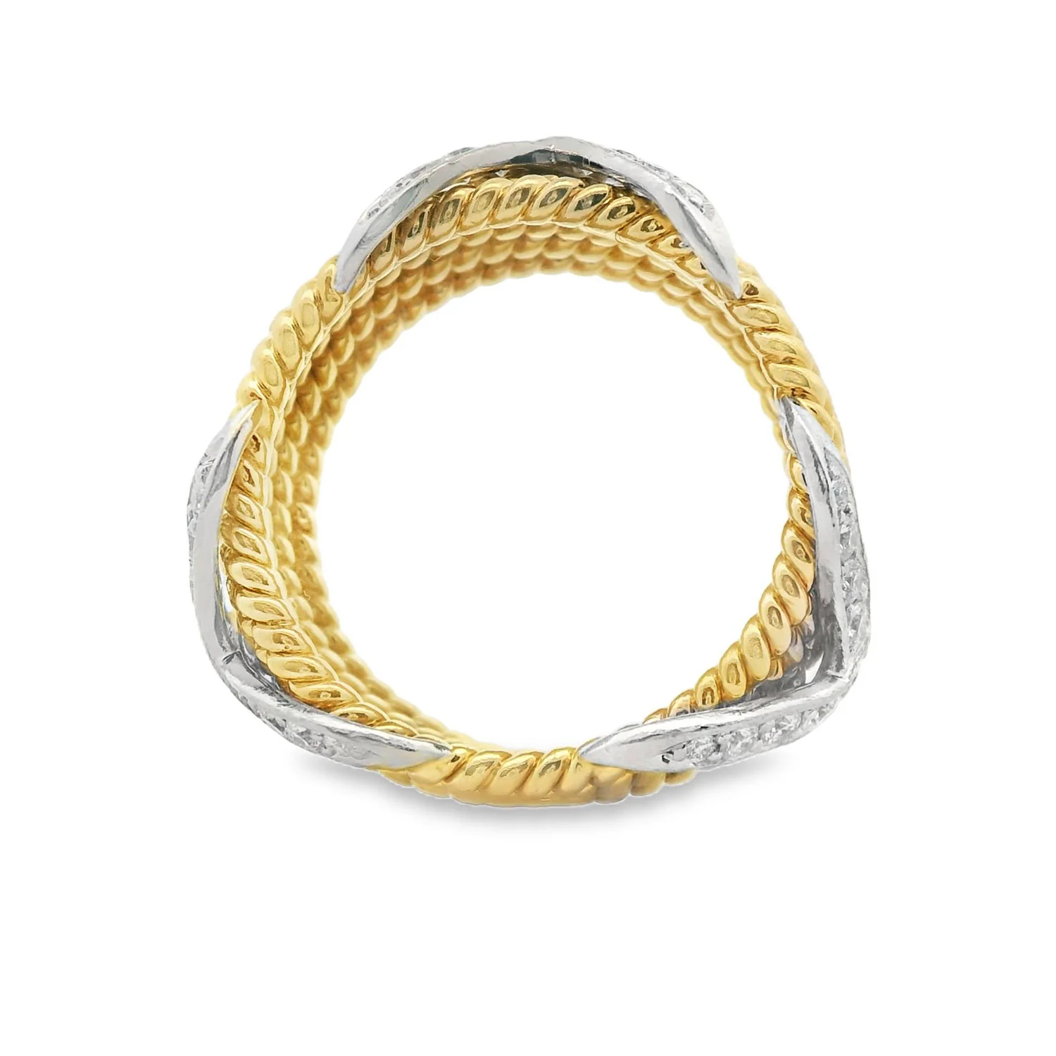 Estate Tiffany & Co. Platinum & 18K Schlumberger 6 Row X Diamond Band - Image 2