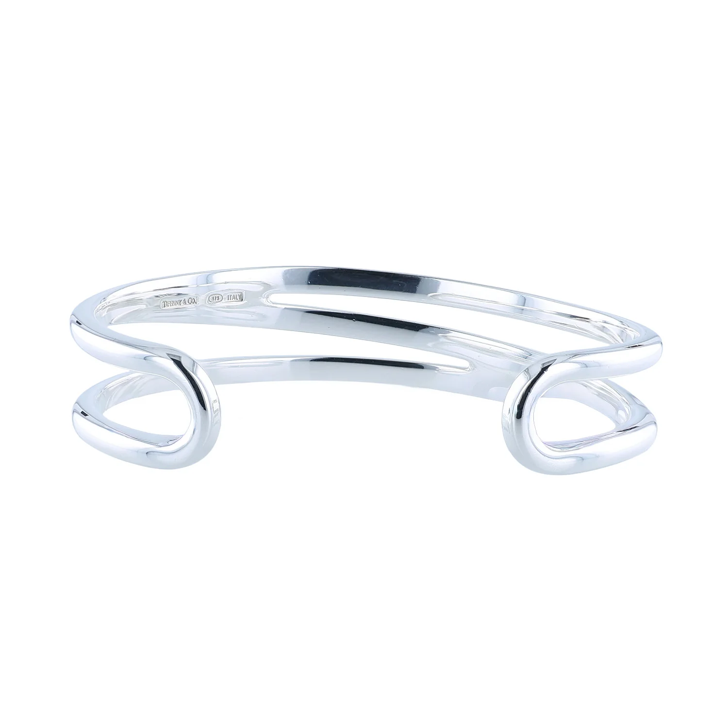 Estate Tiffany & Co. Sterling Silver Diagonal Open Weave Cuff - Image 2