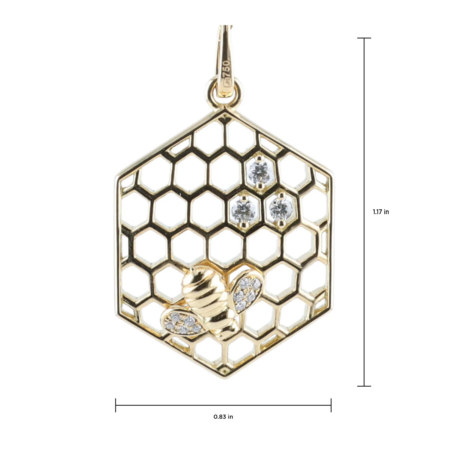 Gumuchian 18K Diamond Hexagonal Bee Pendant - Image 3