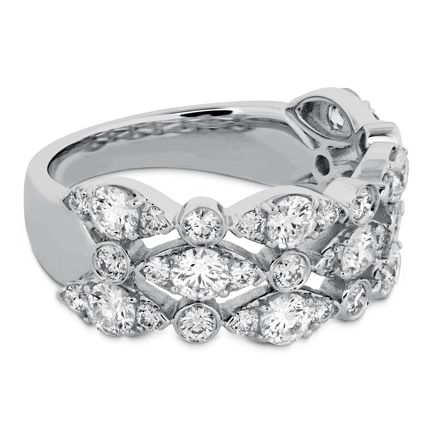 Hearts On Fire 18K Bezel Regal Triple Diamond Ring - Image 3
