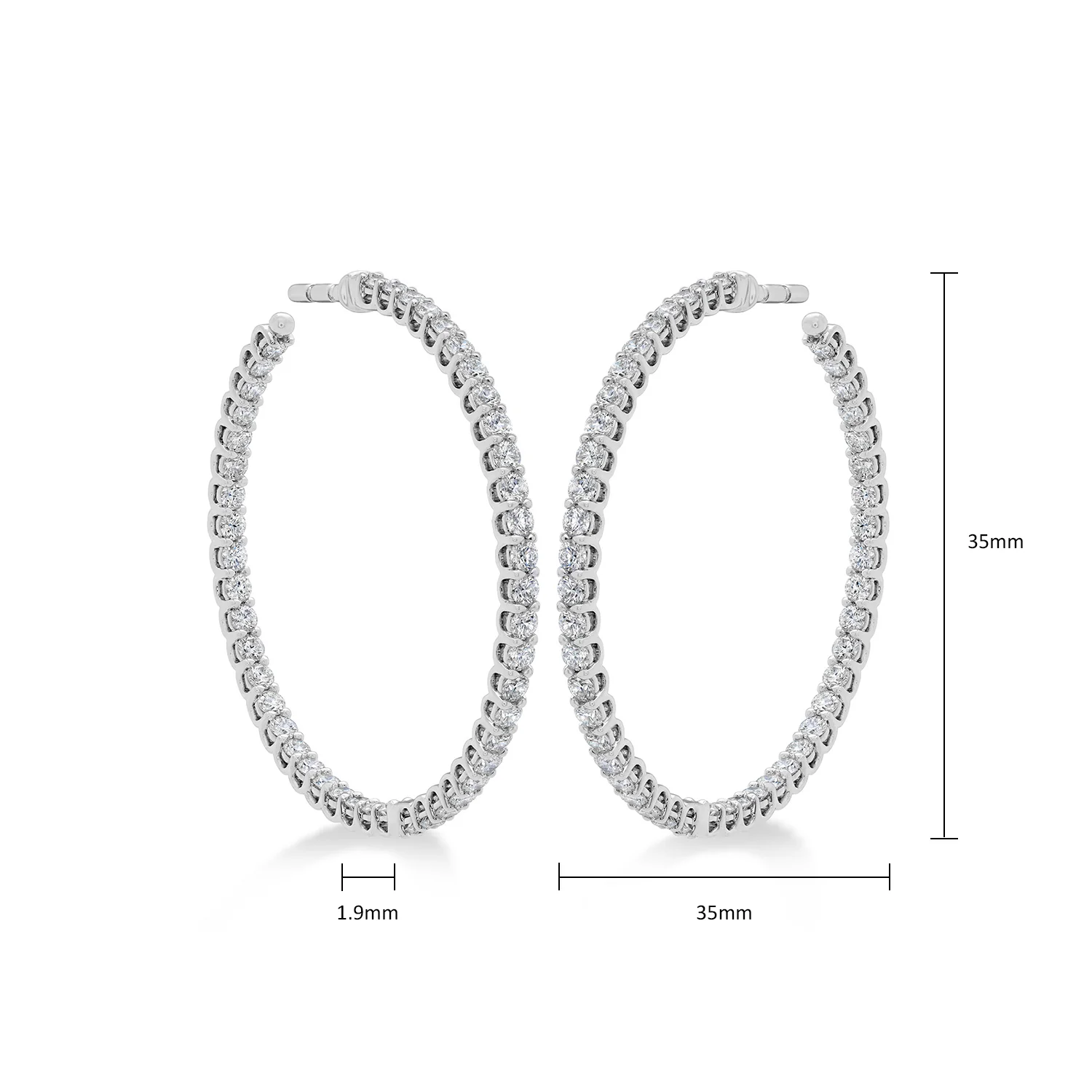 Hearts On Fire 18K Signature Inside Out Diamond Hoop Earrings - Medium - Image 3