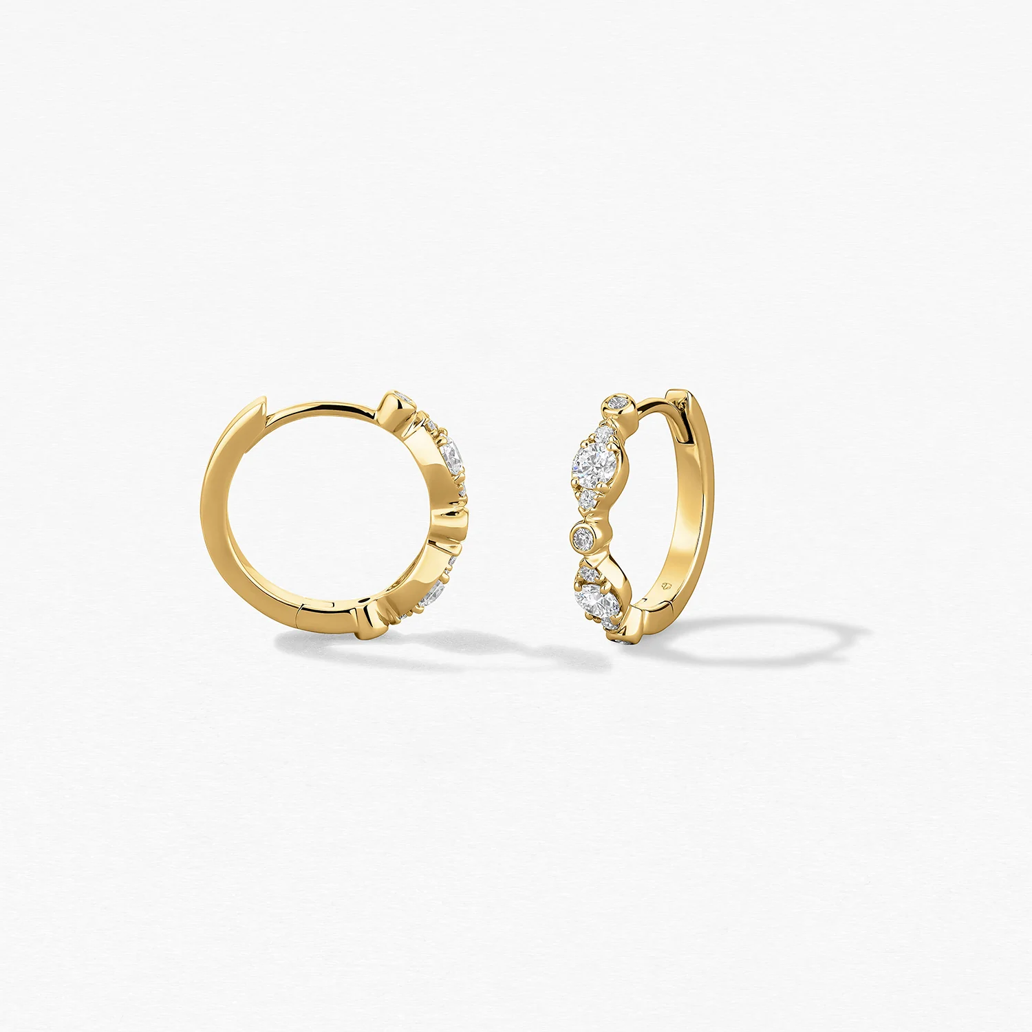 Hearts On Fire 18K Regal Bezel Diamond Huggie Earrings - Image 2