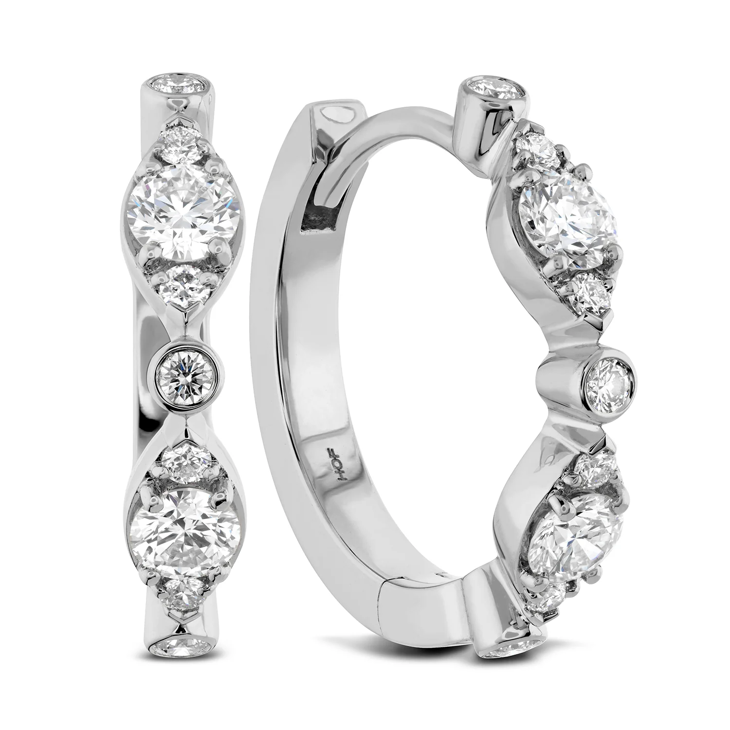 Hearts On Fire 18K Regal Bezel Diamond Huggie Earrings