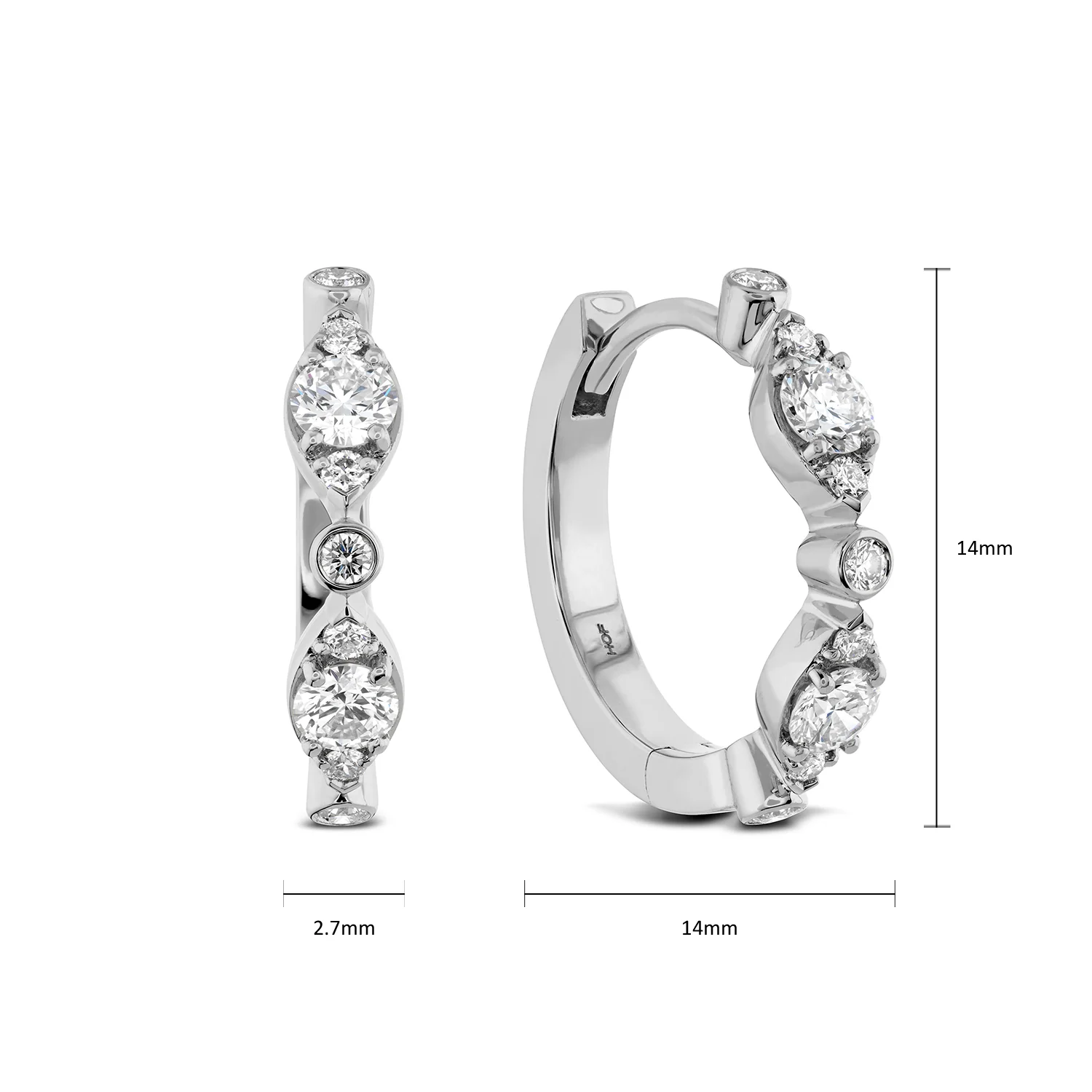 Hearts On Fire 18K Regal Bezel Diamond Huggie Earrings - Image 3