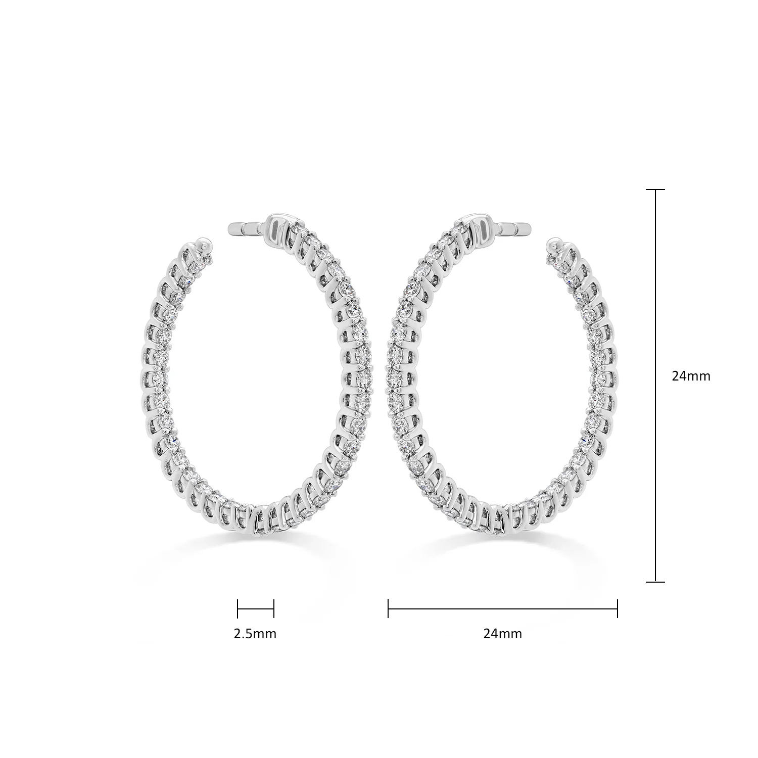 Hearts On Fire 18K Signature Inside Out Diamond Hoop Earrings - Small - Image 3